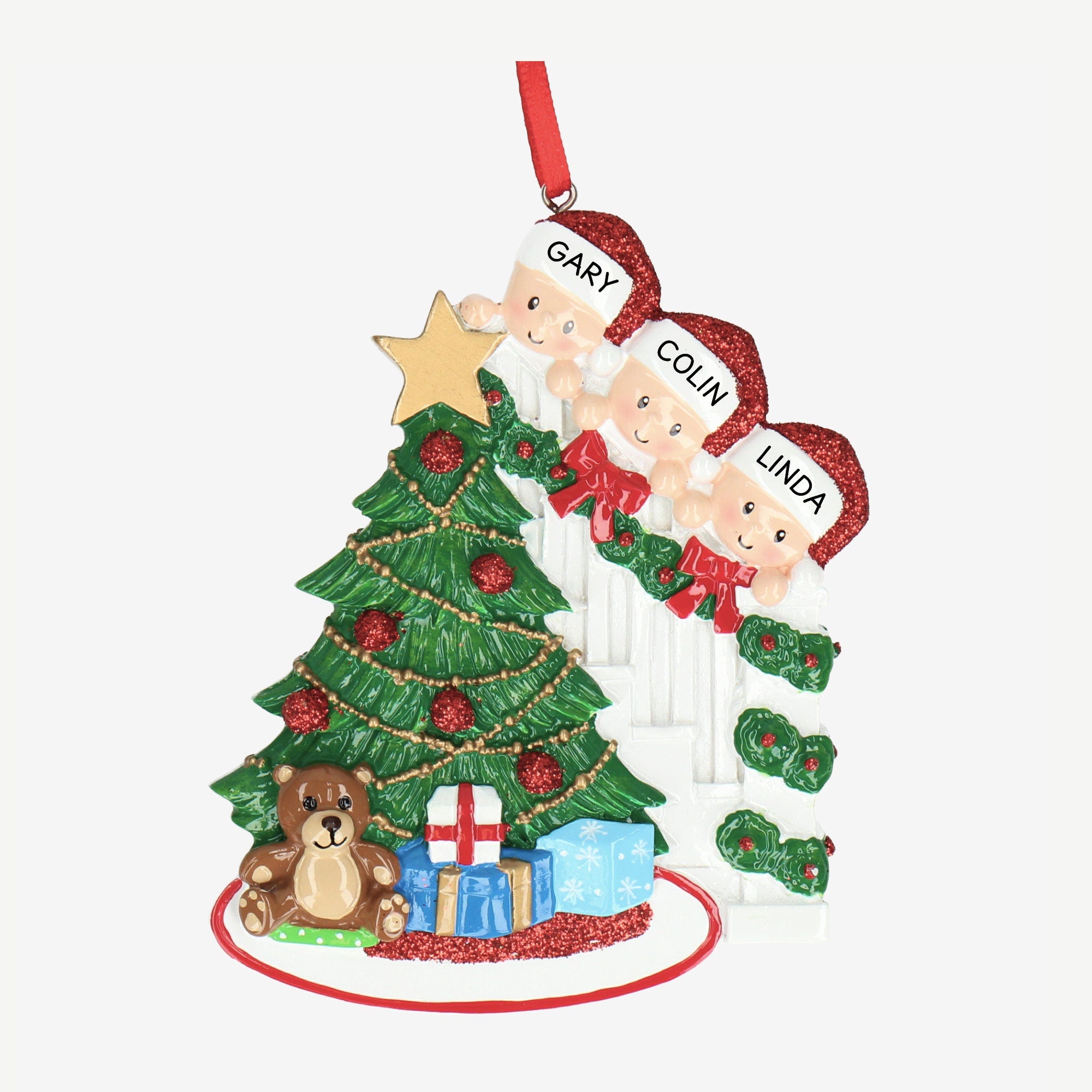 Christmas Tree Bauble - Peeking Family Design | Add Five Names | Christmas Decor