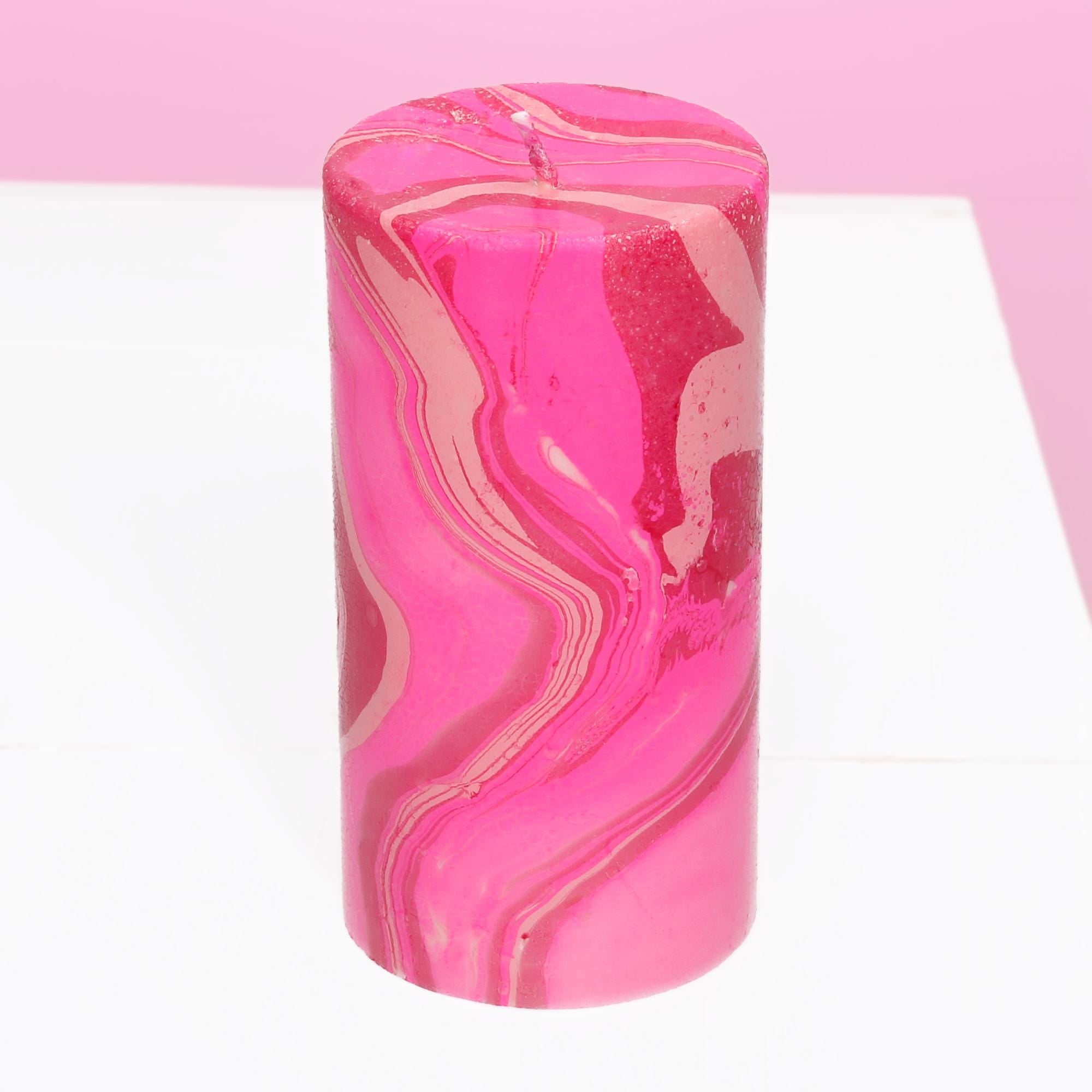 Marble Candle -  Pink Tones Swirl  | Unscented Soy Wax | 75 Hour Burn Time | Gift for Her