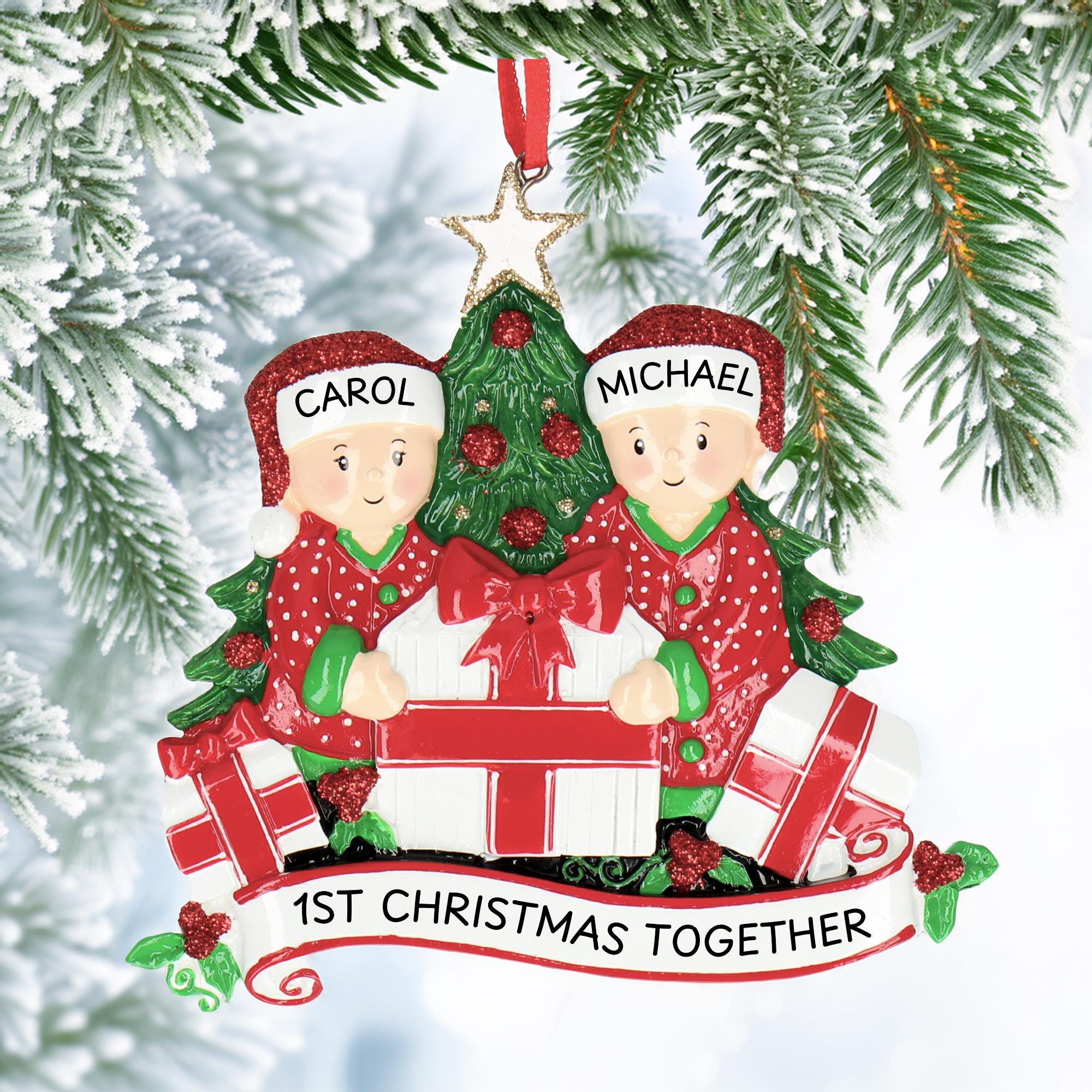 Christmas Presents Bauble - Personalised with 5 Names | Opening Presents Design | Christmas Decor