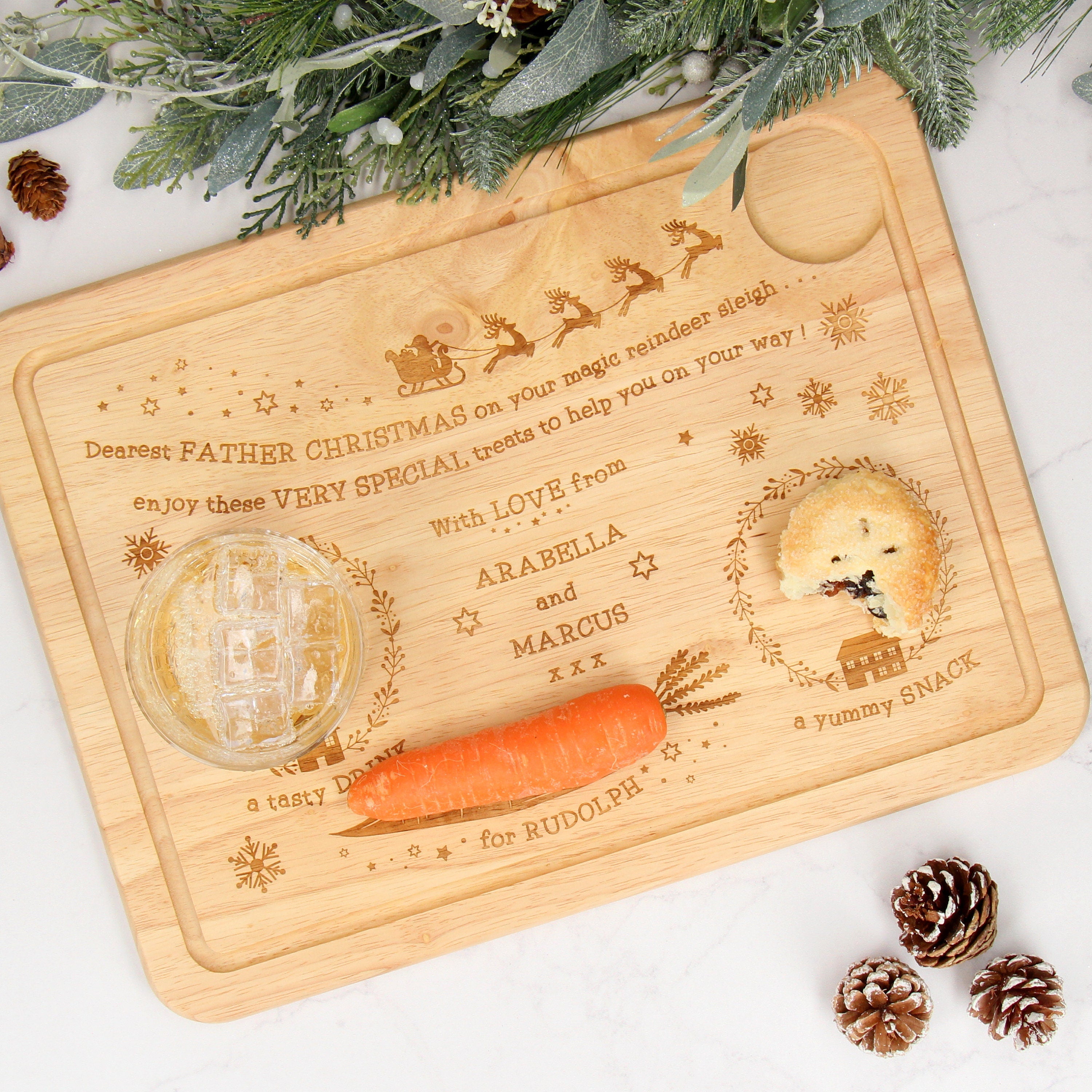 Personalised Laser Wooden Christmas Eve Treat Board | Santa Treat | Fun for Kids