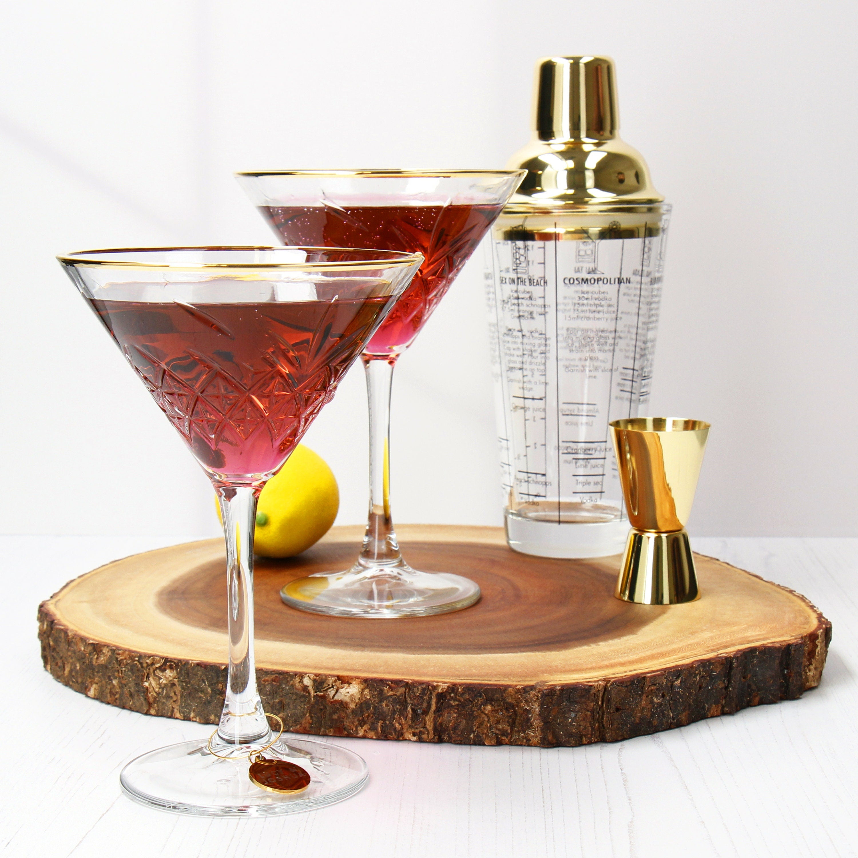 Engraved Gold Cocktail Glasses - Twin Pack | Wedding Gift | Birthday Gift | Anniversary Gift