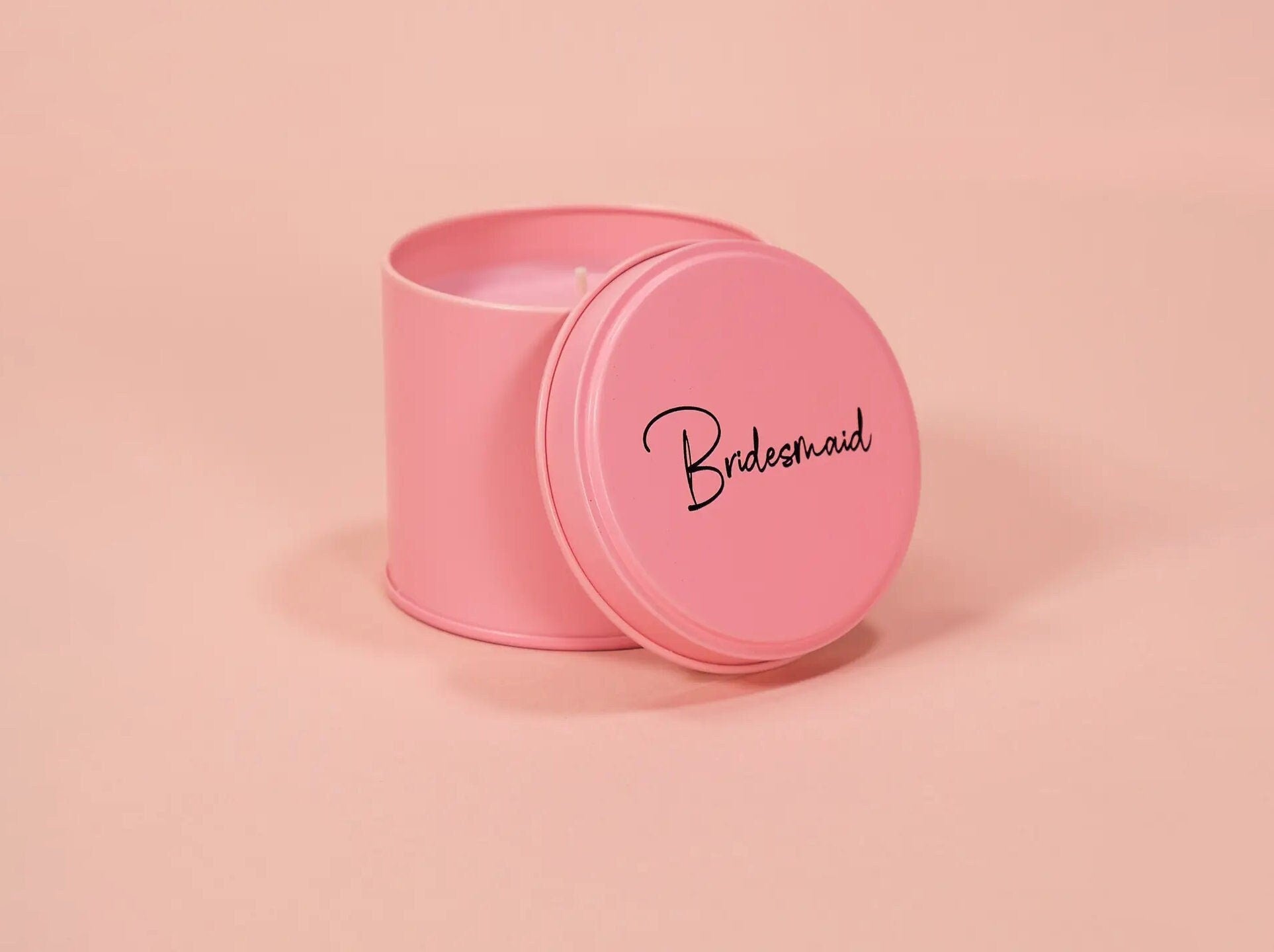 Pink Bridesmaid Candle Pink Tin - Scented Soy Wax | Bridesmaid Gift | Wedding Gift