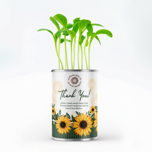 Thank You Sunflower Tin - Grow Your Own Flowers | Personalise Me | Thank You Gift