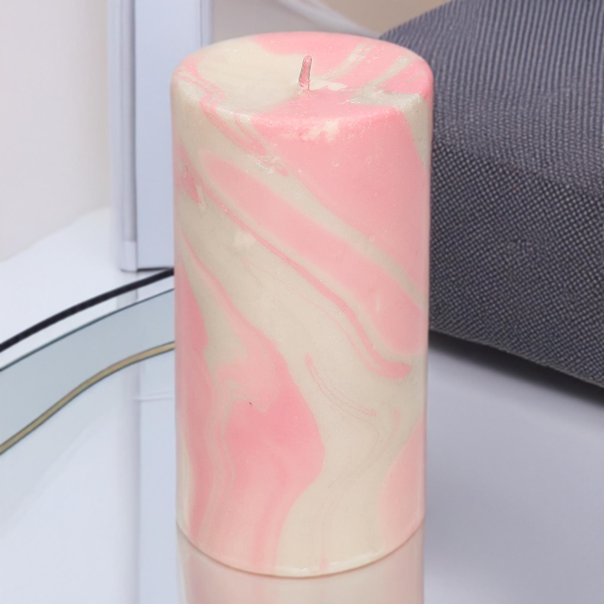 Marble Candle, Pink & Cream Swirl - Soy Wax | 75 Hour Burn Time | GIft for Her