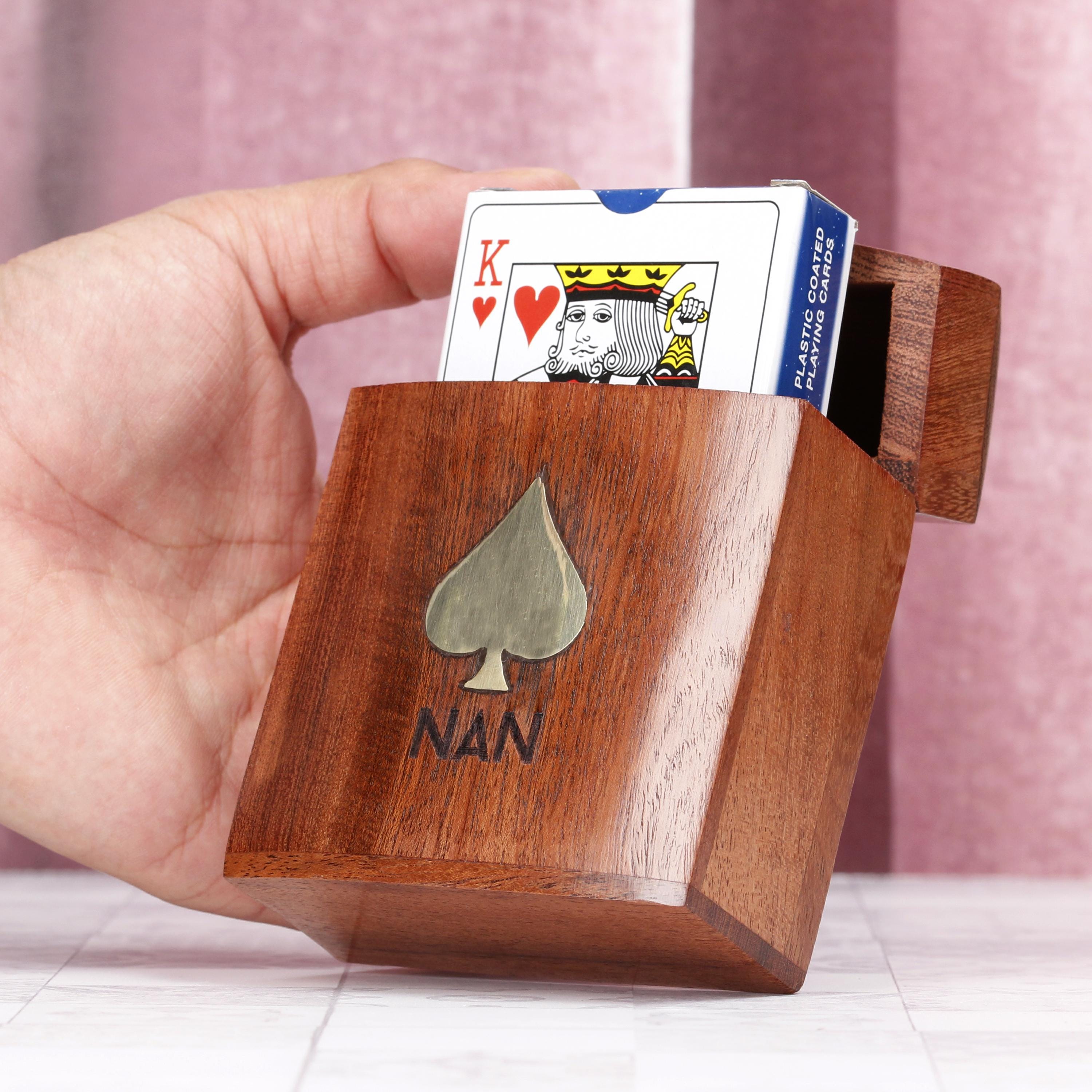 Personalised Luxury Wooden Playing Card Game Set Holder