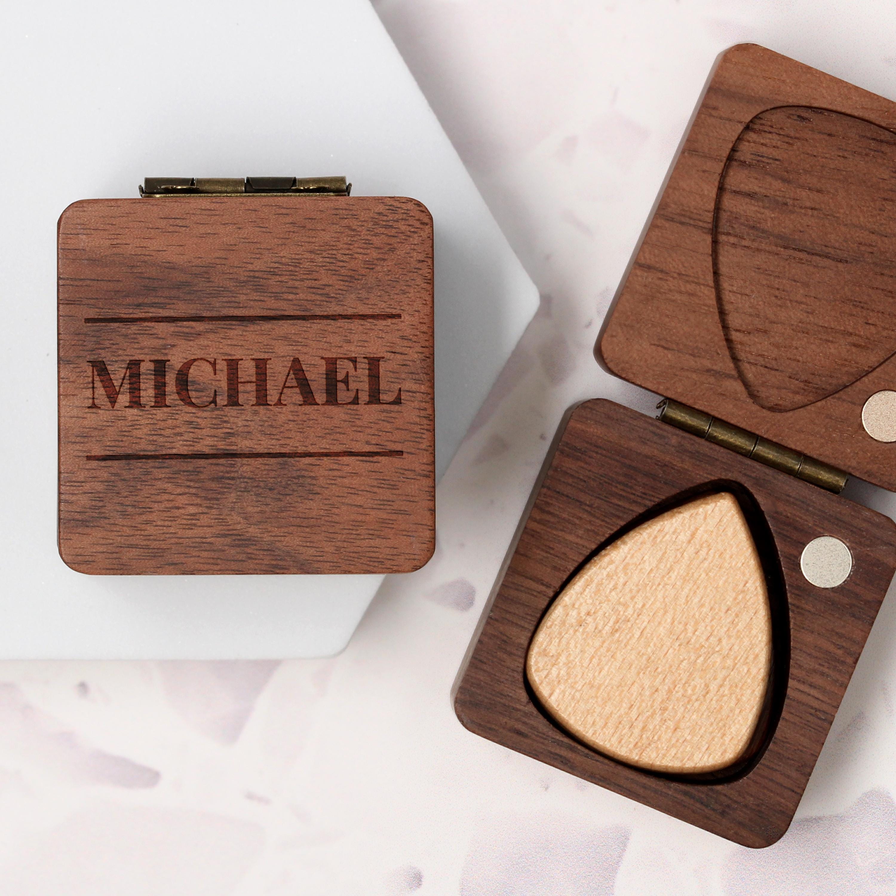 Music Gift - Guitar Pick Holder Box | Custom Wooden Storage Case | Gift for Musician