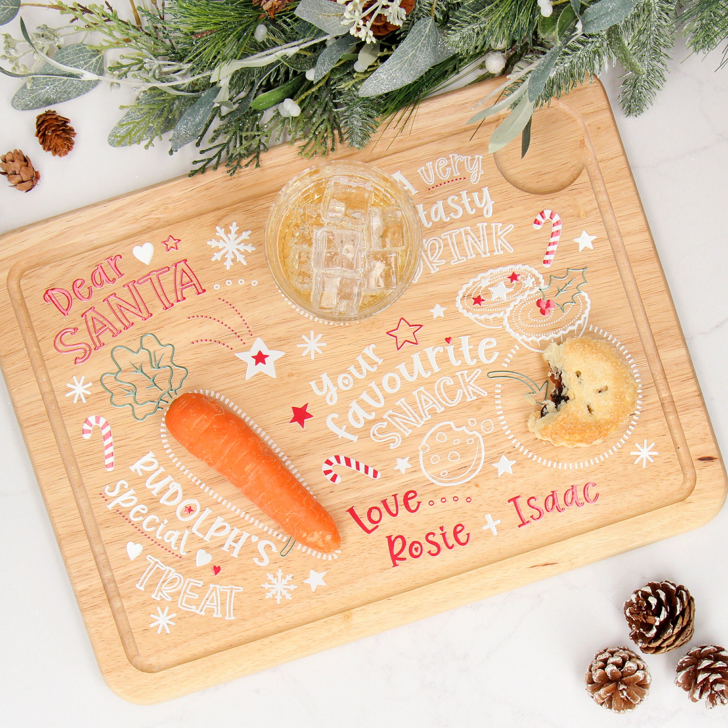 Personalised Christmas Eve Wooden Treat Board for Santa