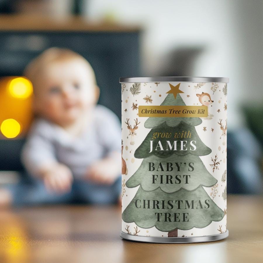 Personalised Baby's First Christmas Tree - Grow Your Own Tree Tin | Secret Santa Gift