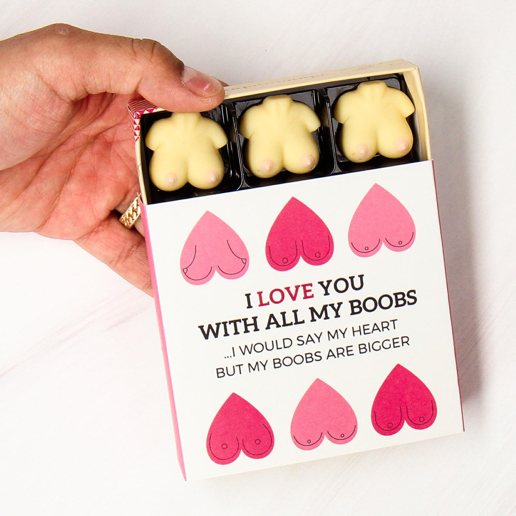 Personalised Box of Chocolate Boobs - 9 Rude Chocolates