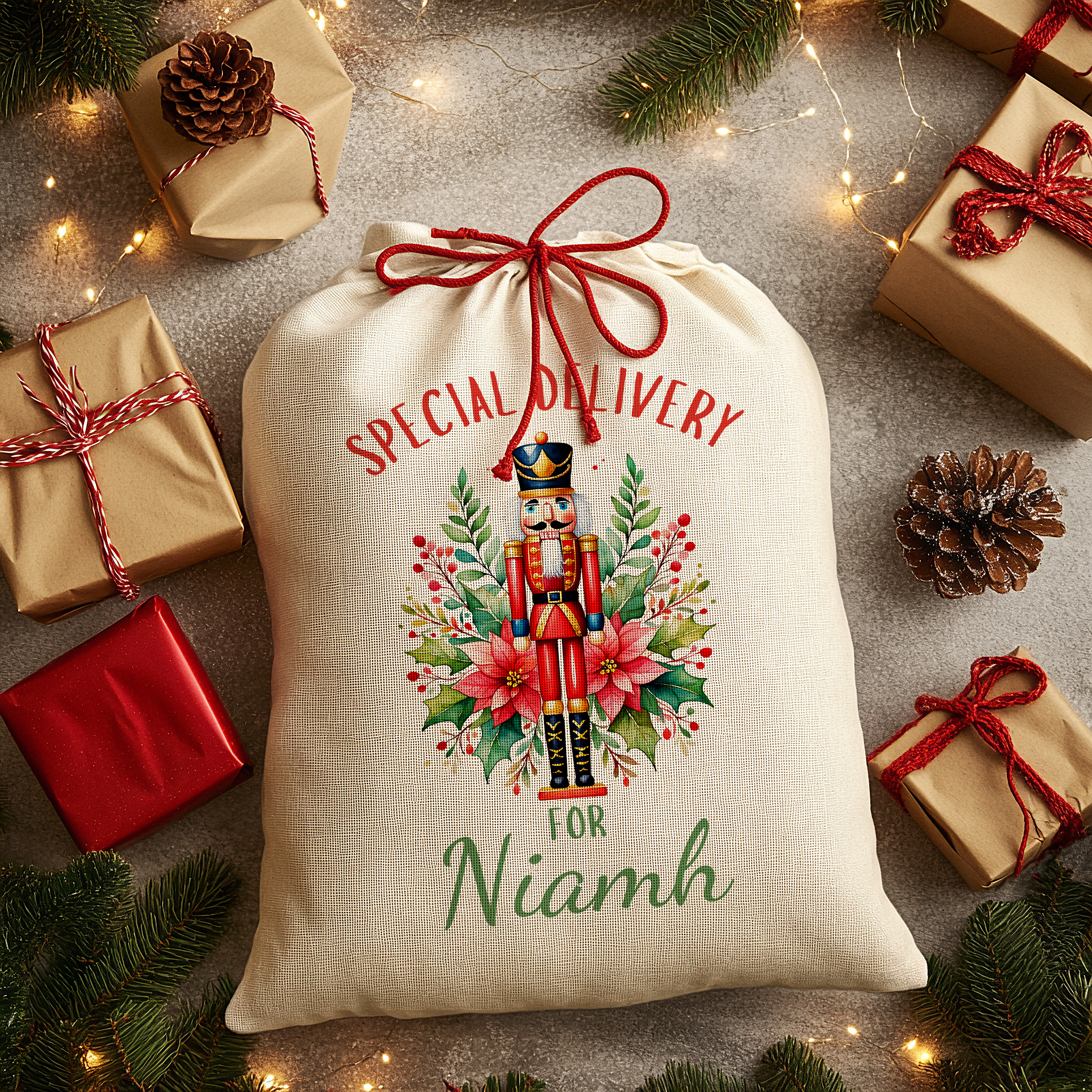 Personalised Christmas Sack - Nutcracker | Christmas Toy Sack | Christmas Stocking |  Small/Large