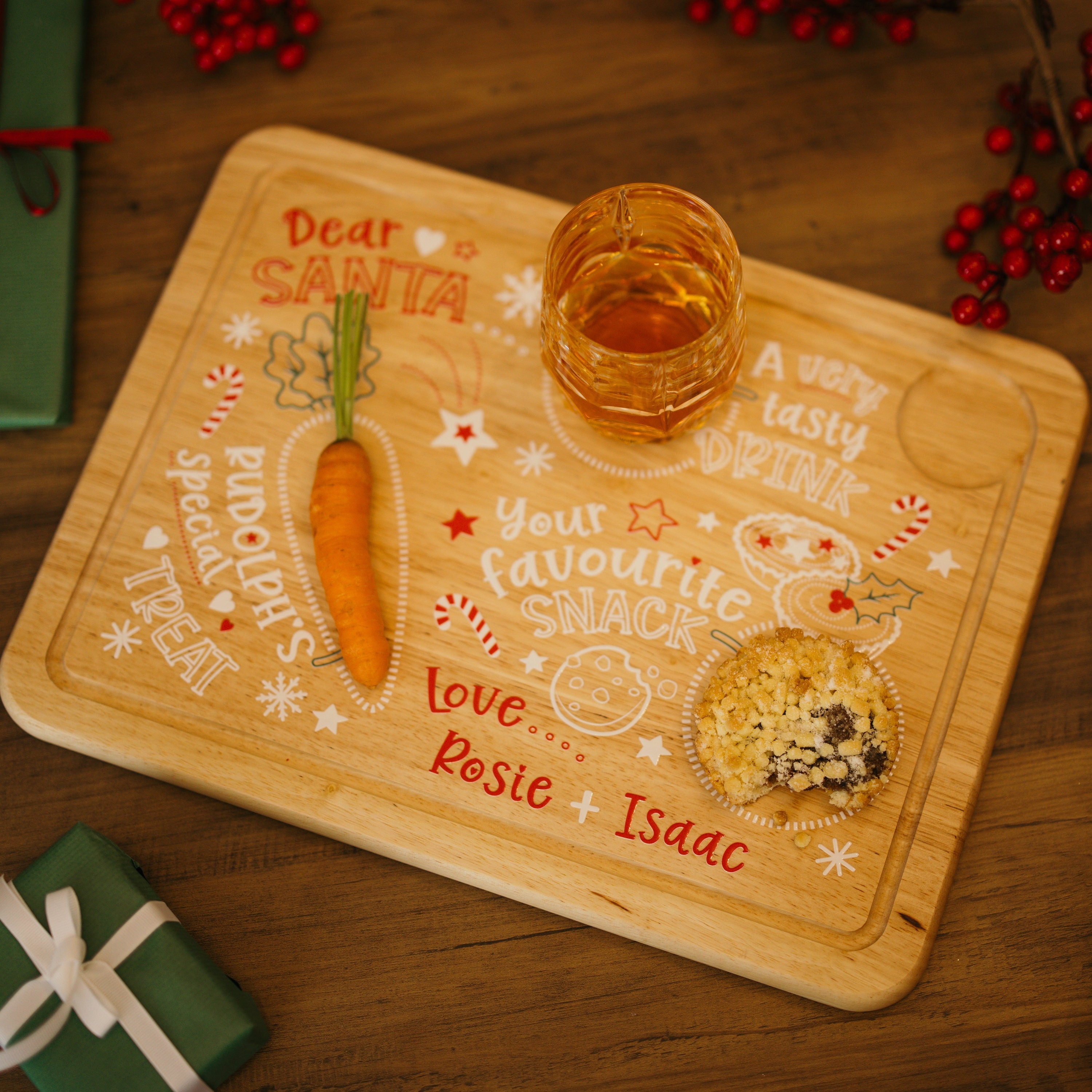 Personalised Christmas Eve Wooden Treat Board for Santa