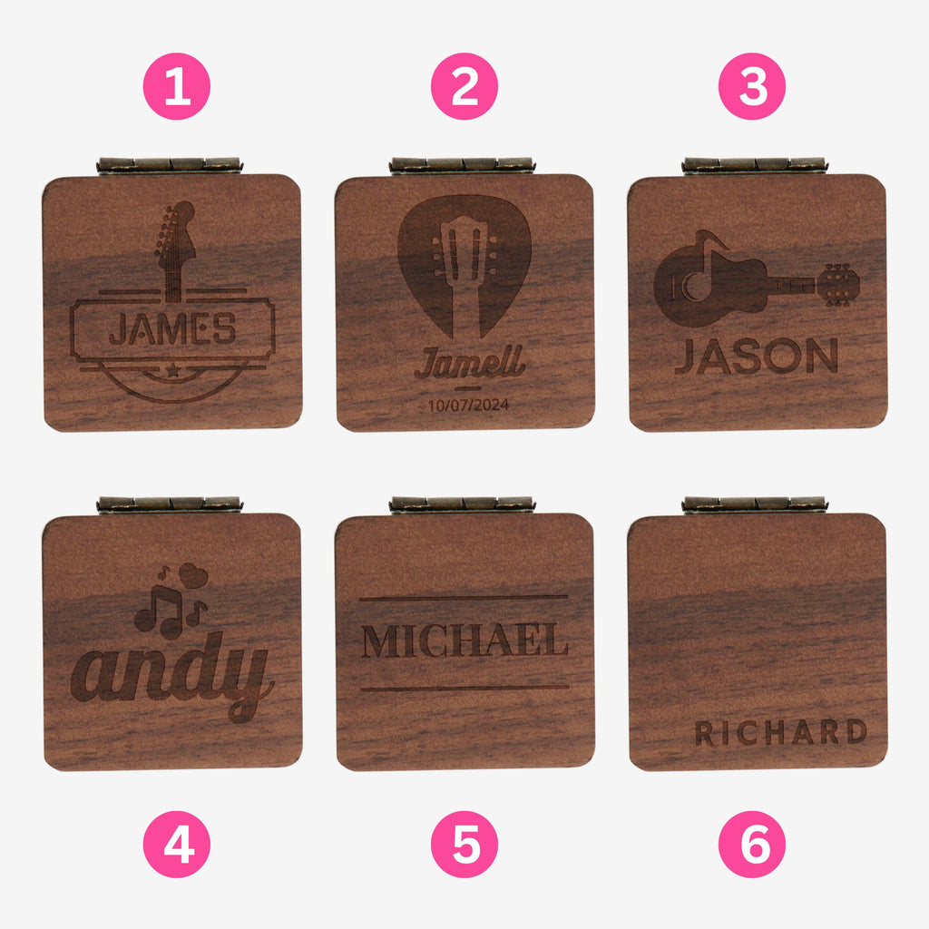 Music Gift - Guitar Pick Holder Box | Custom Wooden Storage Case | Gift for Musician