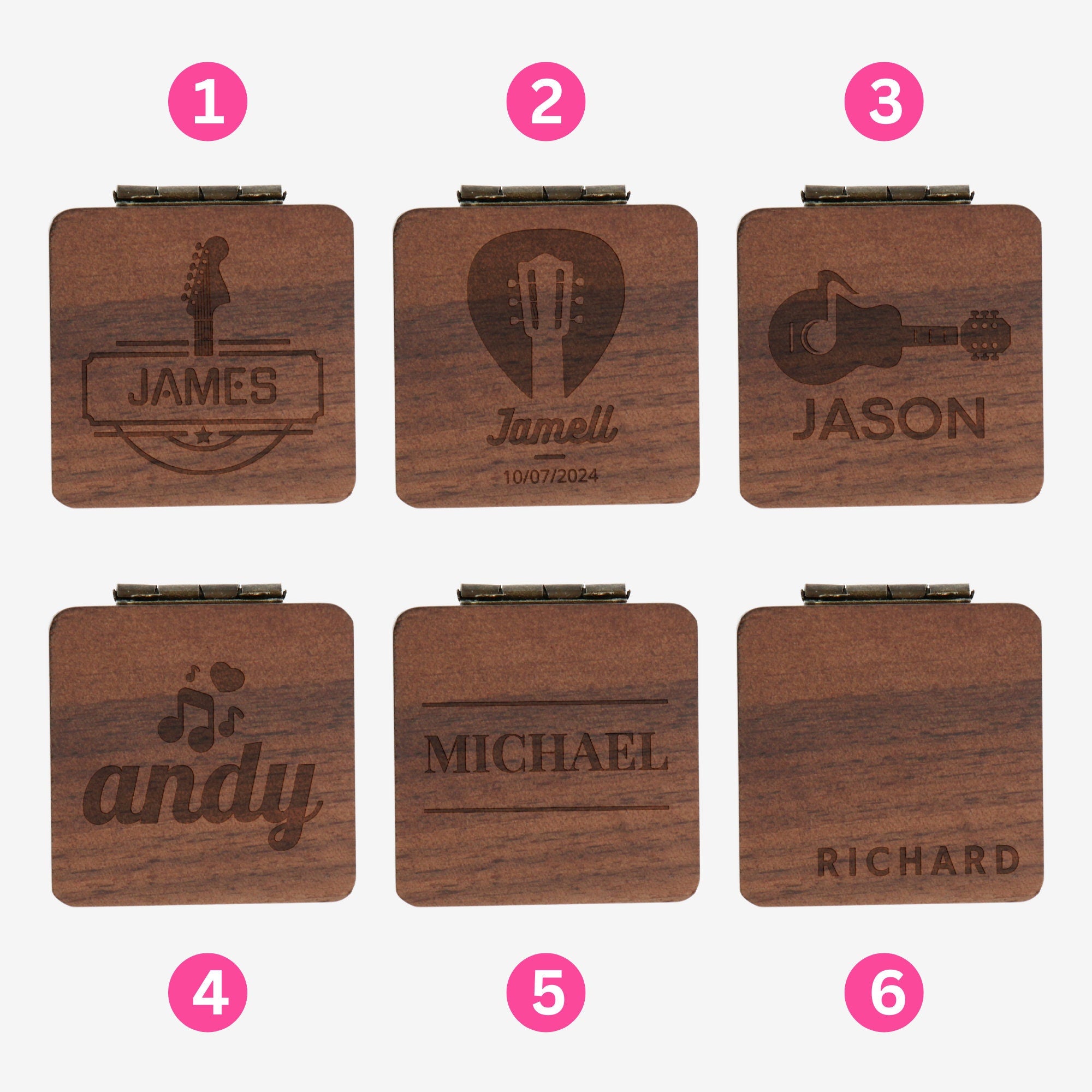 Music Gift - Guitar Pick Holder Box | Custom Wooden Storage Case | Gift for Musician