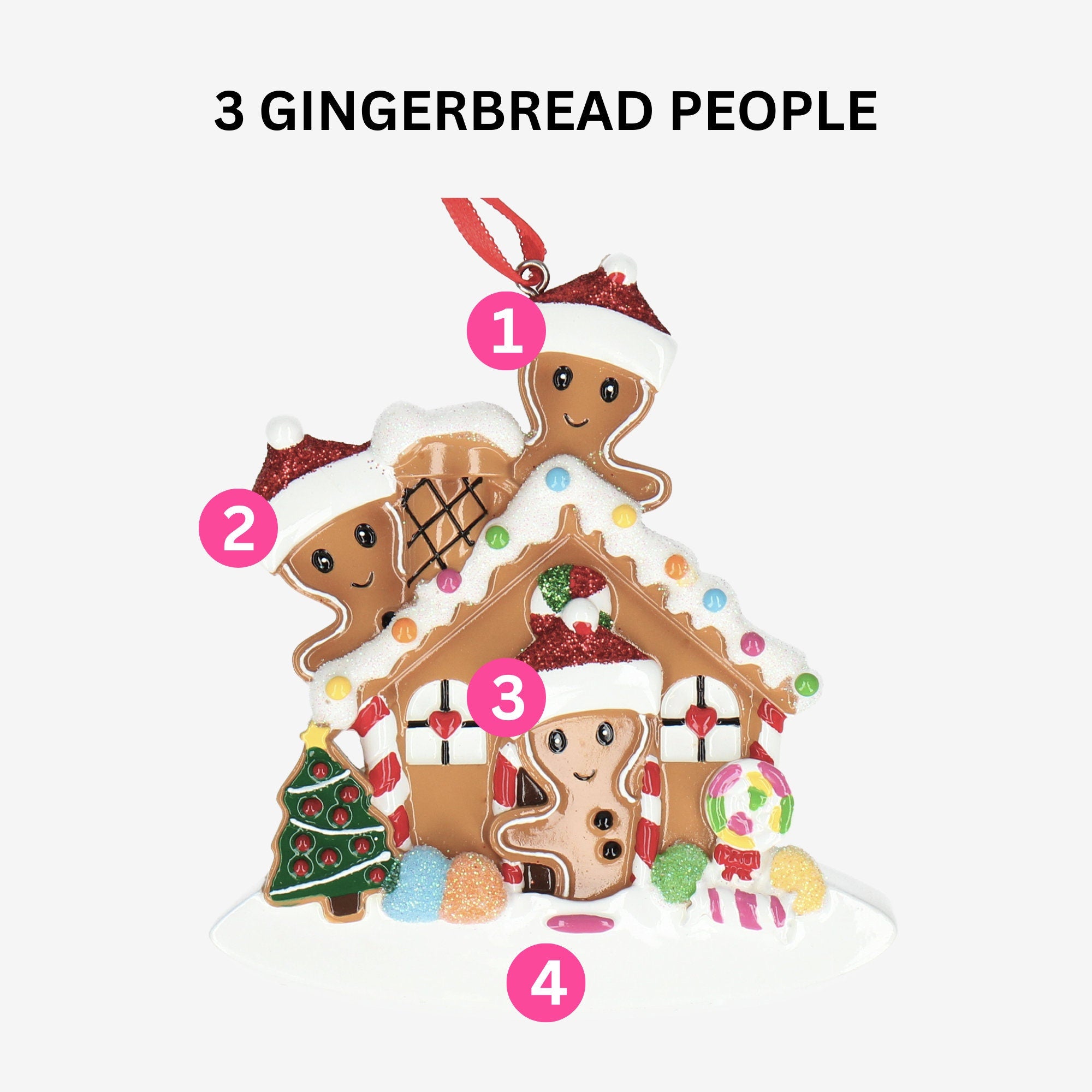 Gingerbread House Christmas Bauble - Personalise with 3 Names | Christmas Decor