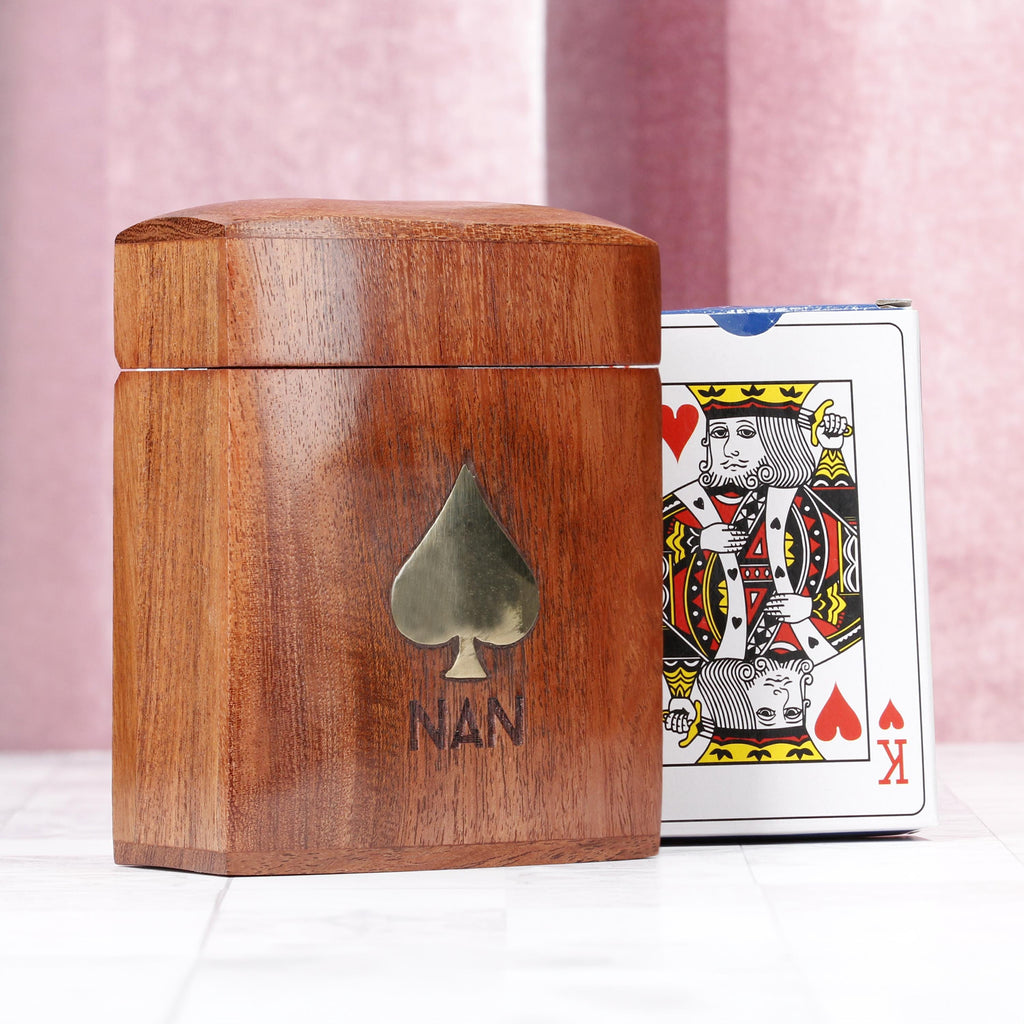 Personalised Luxury Wooden Playing Card Game Set Holder