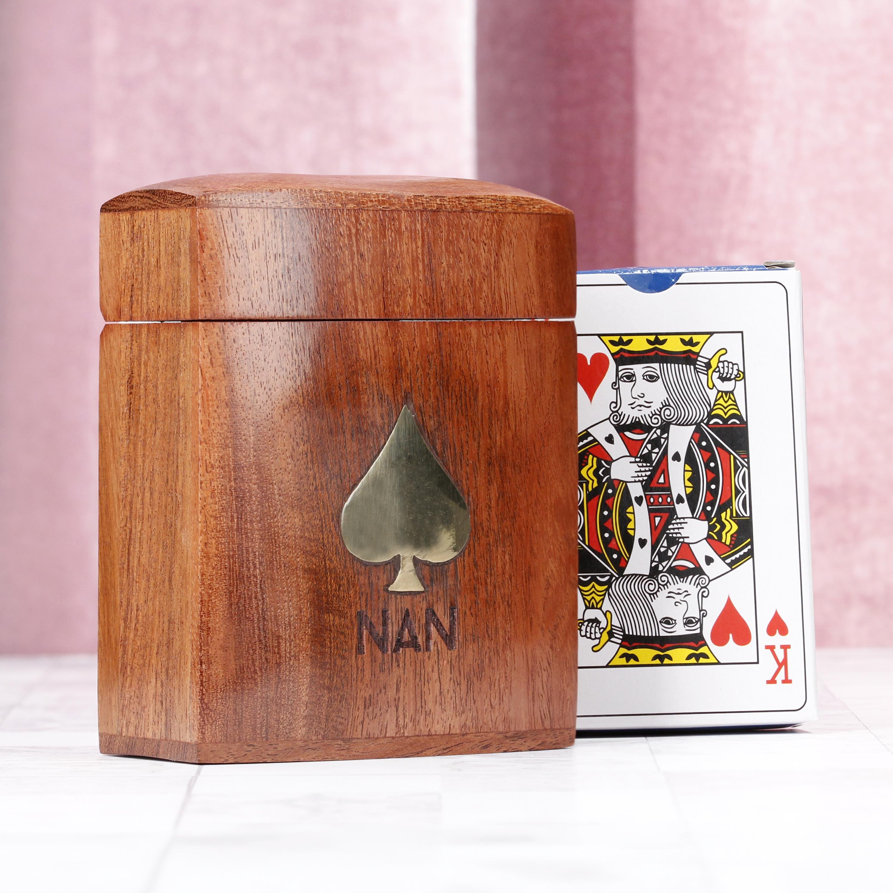 Personalised Luxury Wooden Playing Card Game Set Holder