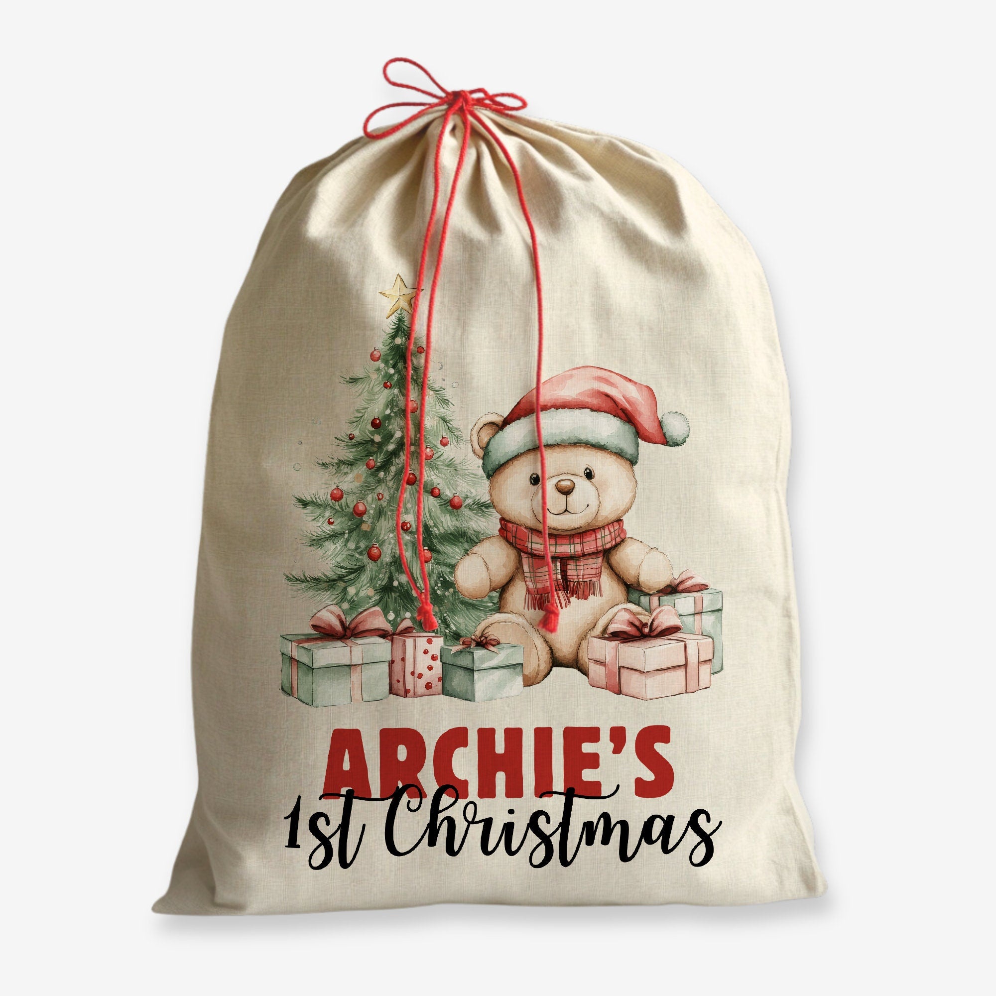 Personalised Christmas Presents Sack - Baby's 1st Christmas Design