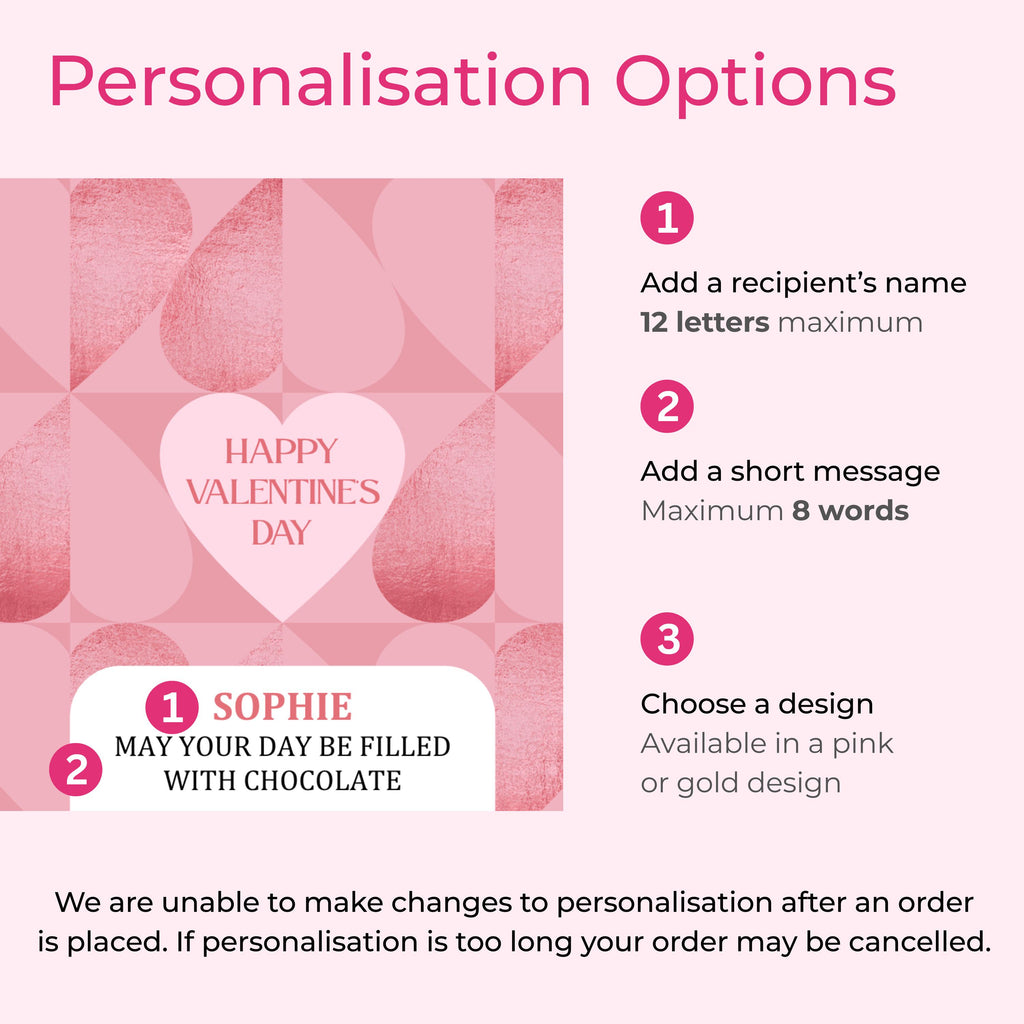 Personalised Chocolate Hearts in a Tin - Gold or Pink