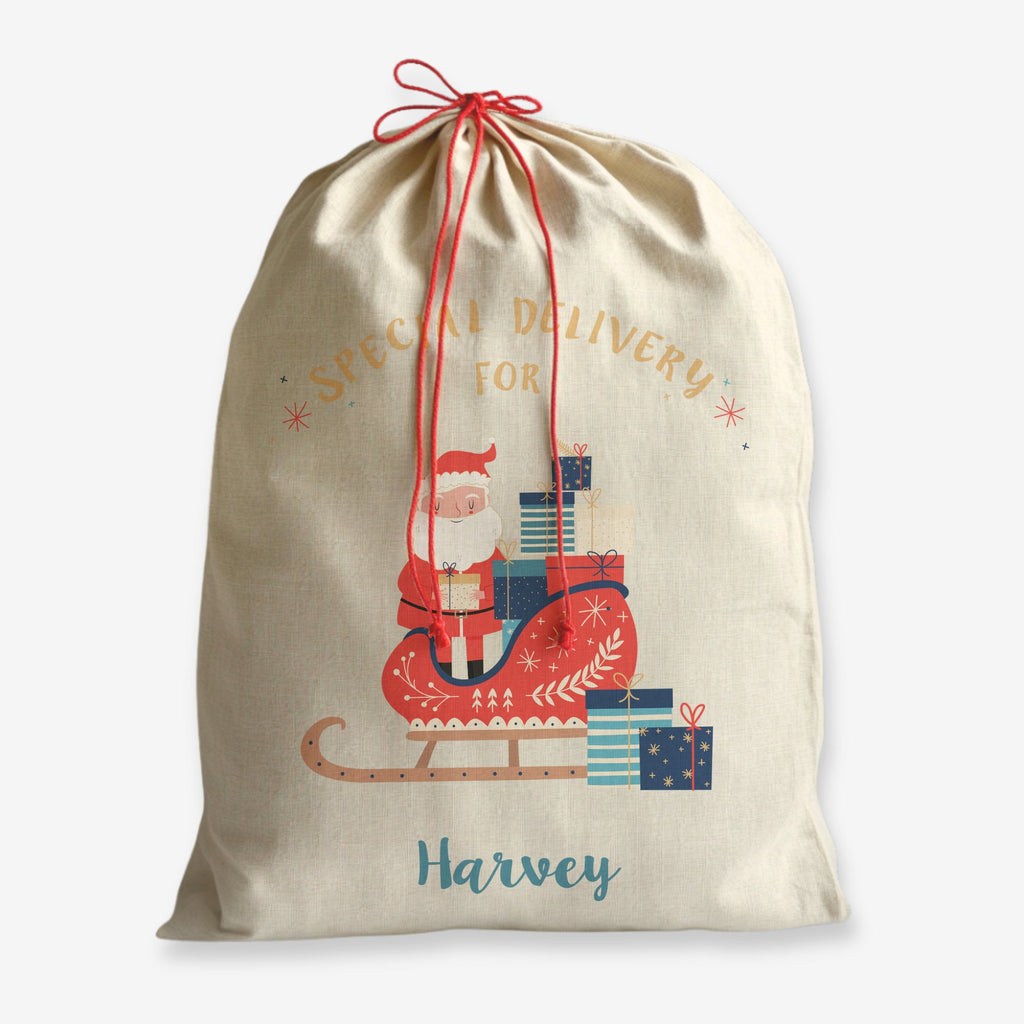 Personalised Christmas Presents Sack - Santa's Sleigh Design