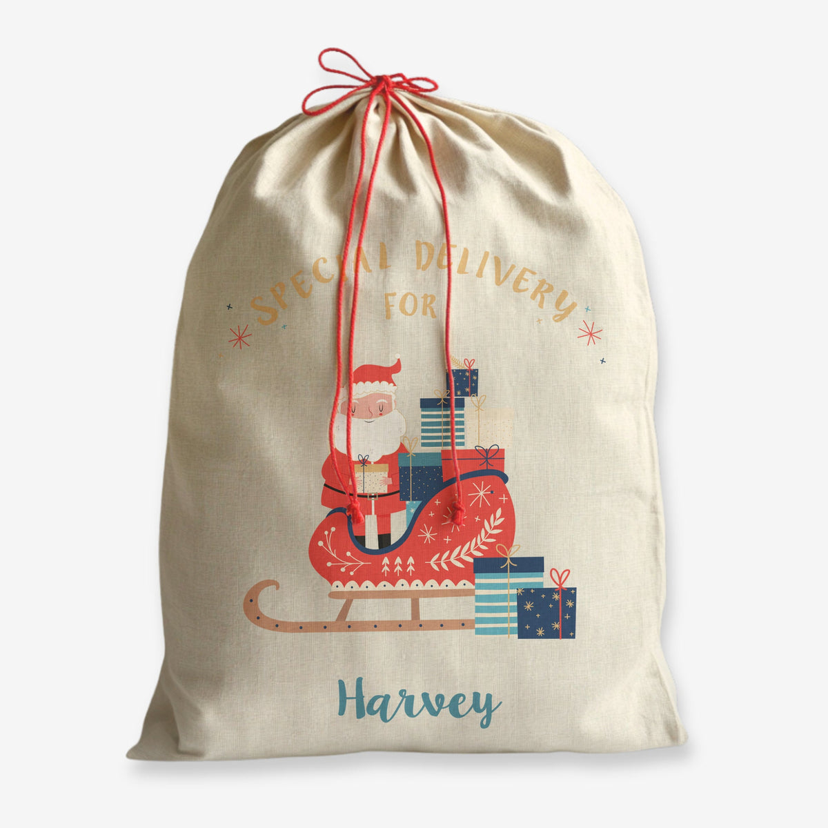 Personalised Christmas Presents Sack - Santa's Sleigh Design