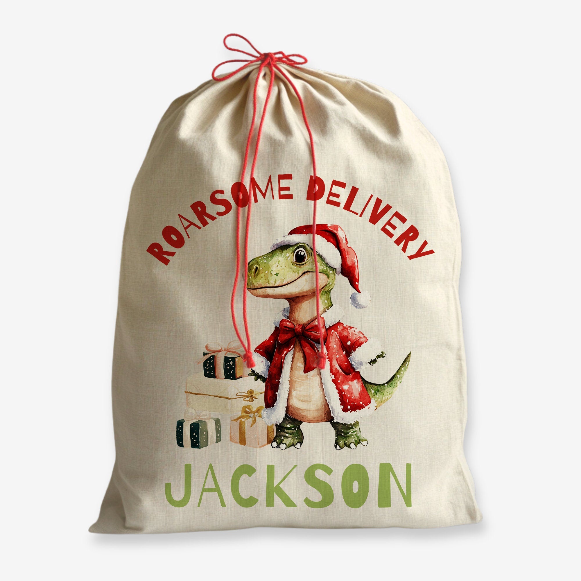 Personalised Christmas Presents Sack - Dinosaur Design