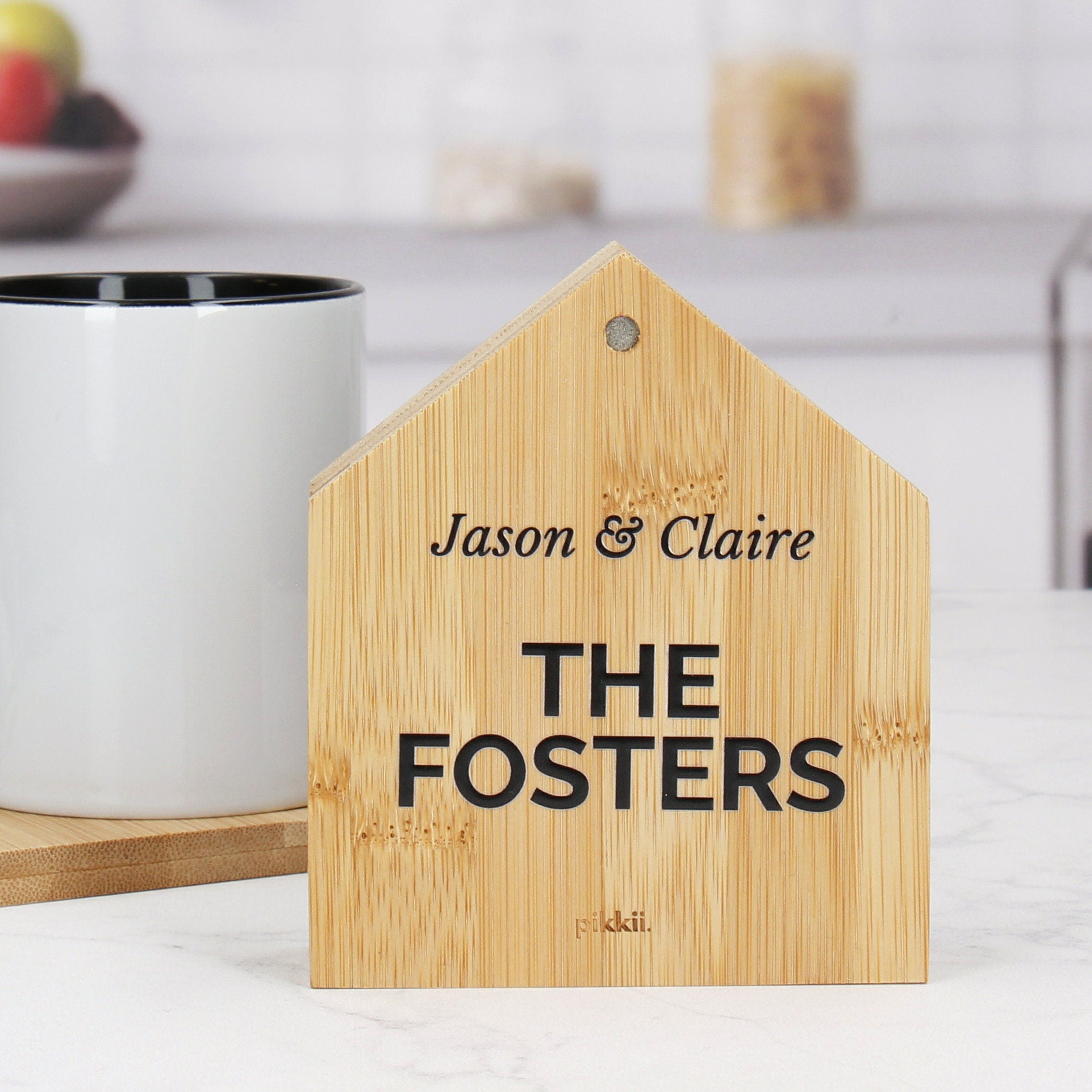 Personalised New Home House Shaped Wooden Drinks Coasters - Set of 4