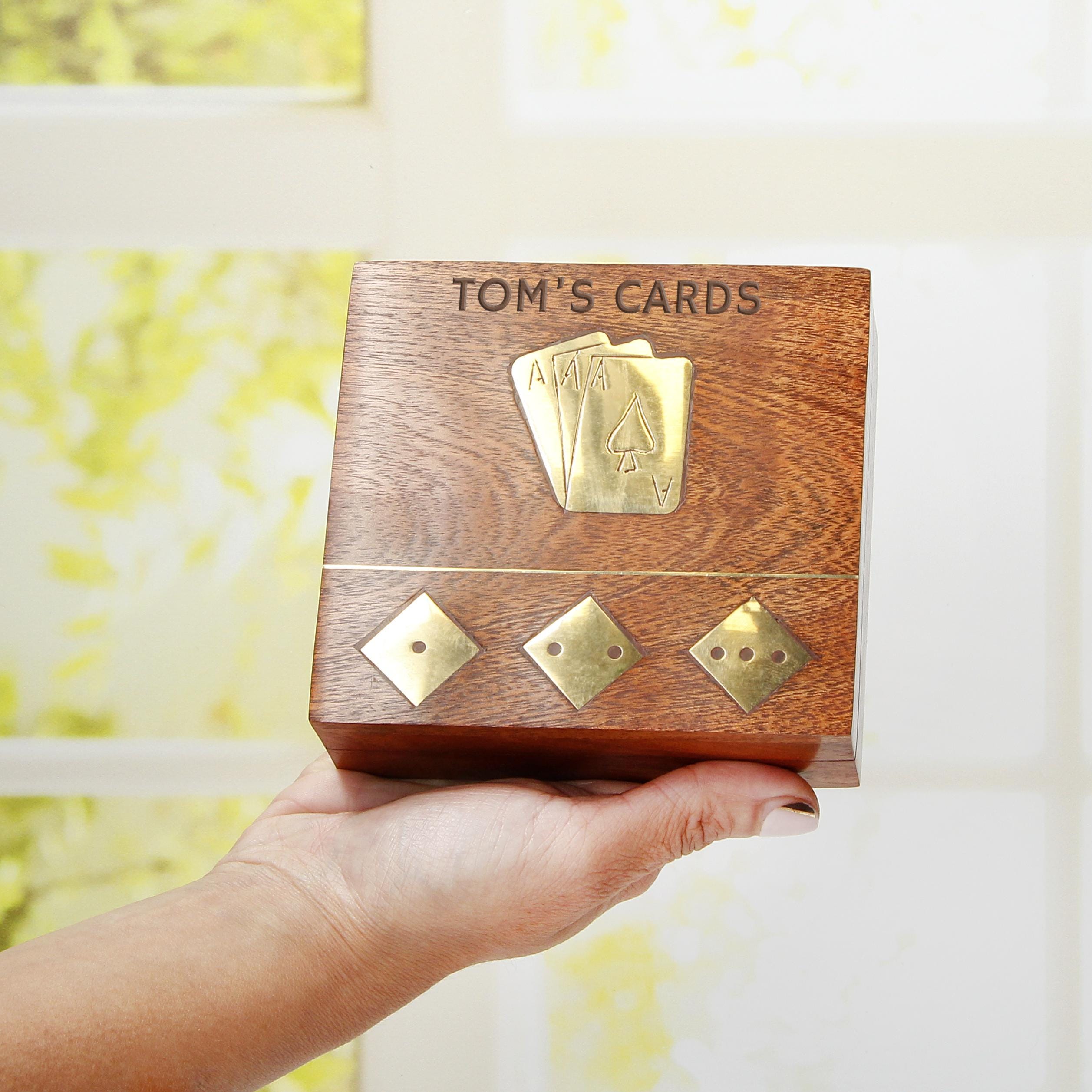 Personalised Engraved Luxury Playing Cards Box Travel Game Main image