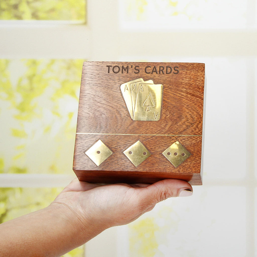 Personalised Engraved Luxury Playing Cards Box Travel Game