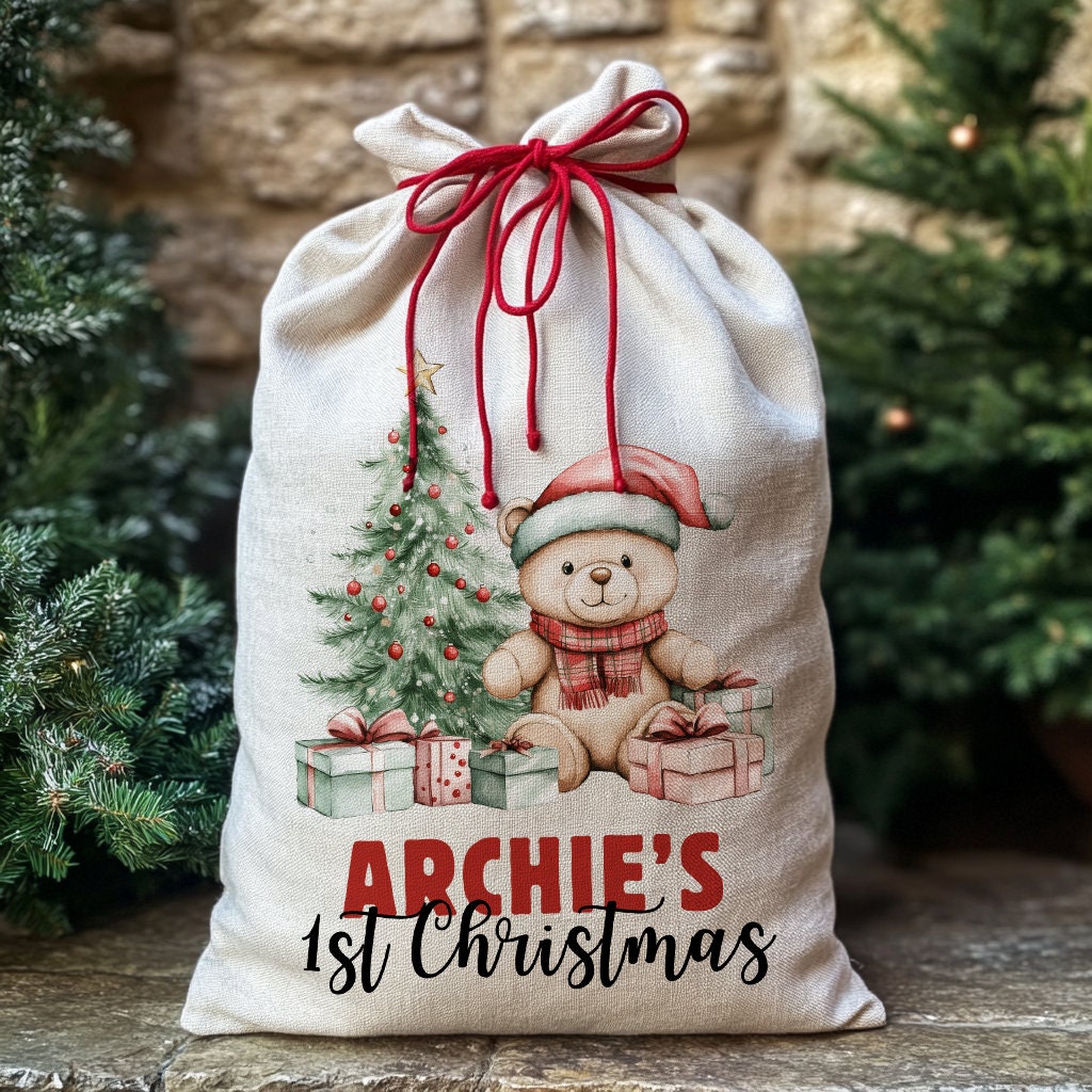 Personalised Christmas Presents Sack - Baby's 1st Christmas Design