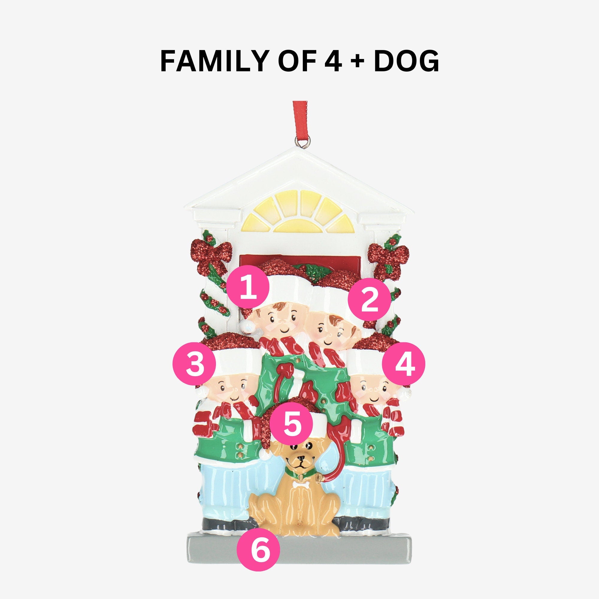 Personalised Christmas Bauble - Family and Dog design | up to 5 names | Christmas Decor