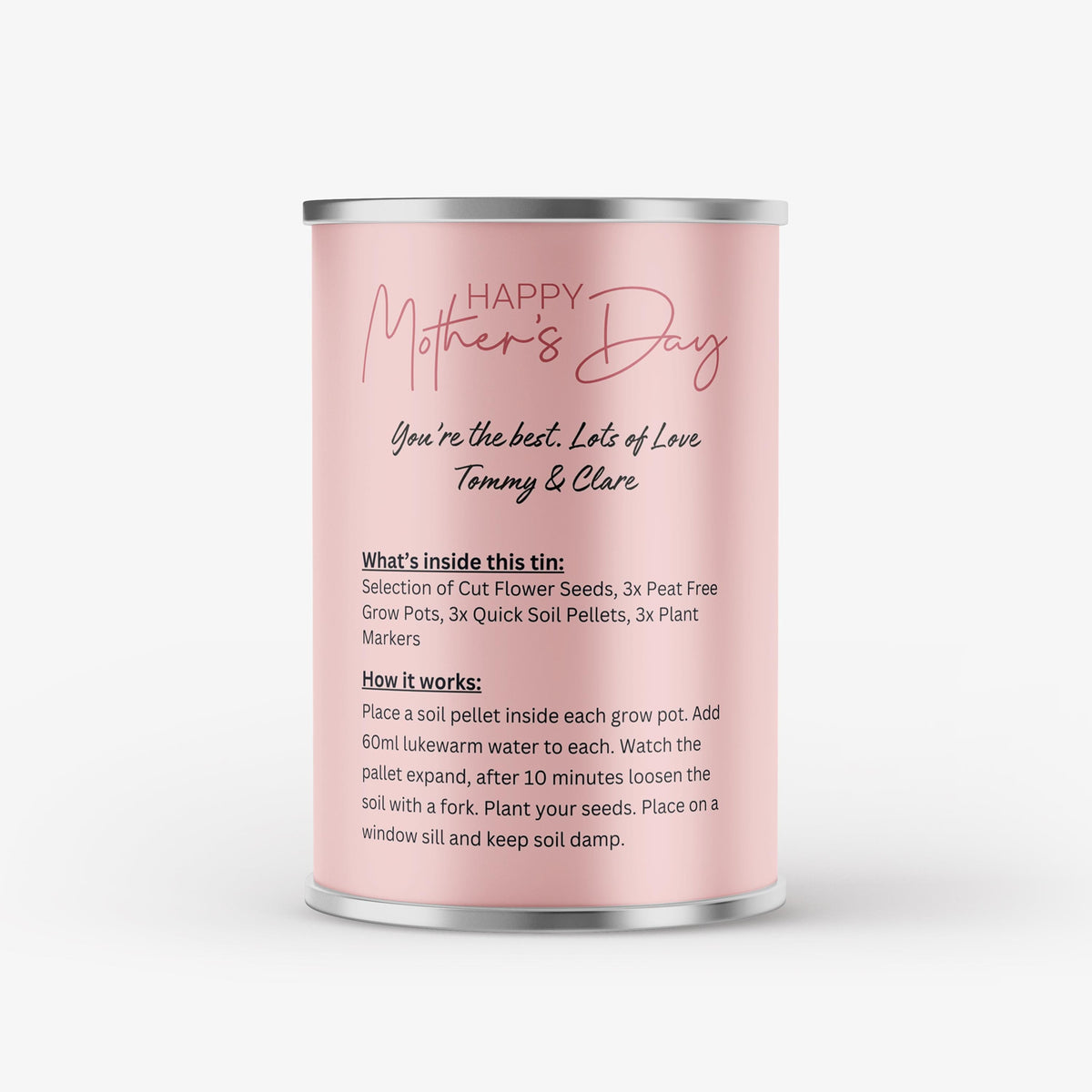 Grow Your Own Mothers Day Flower Tin - Gift for Her | Personalised Flower Gift