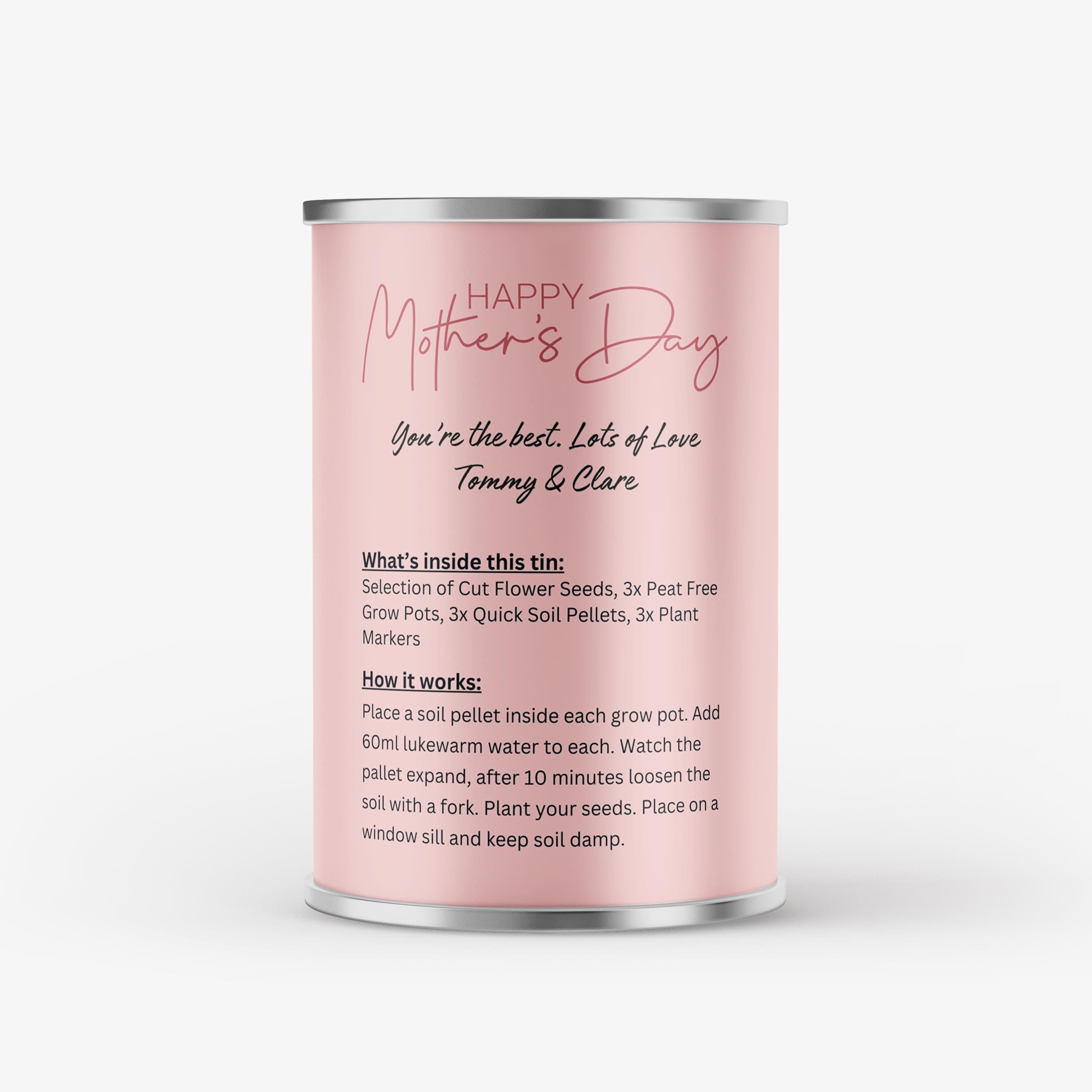Grow Your Own Mothers Day Flower Tin - Gift for Her | Personalised Flower Gift