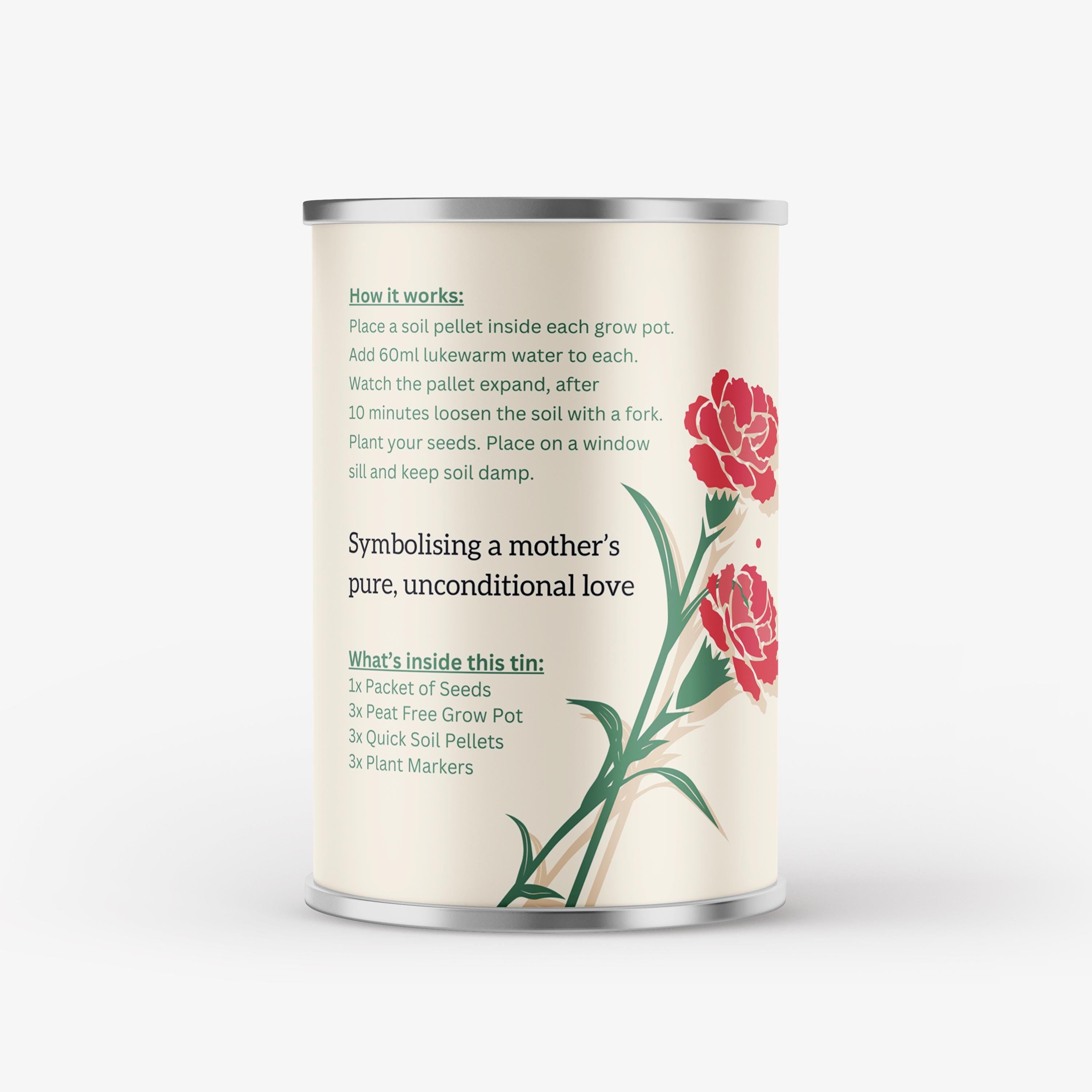 Personalised Grow Your Own Carnation Mother's Day Gift Tin