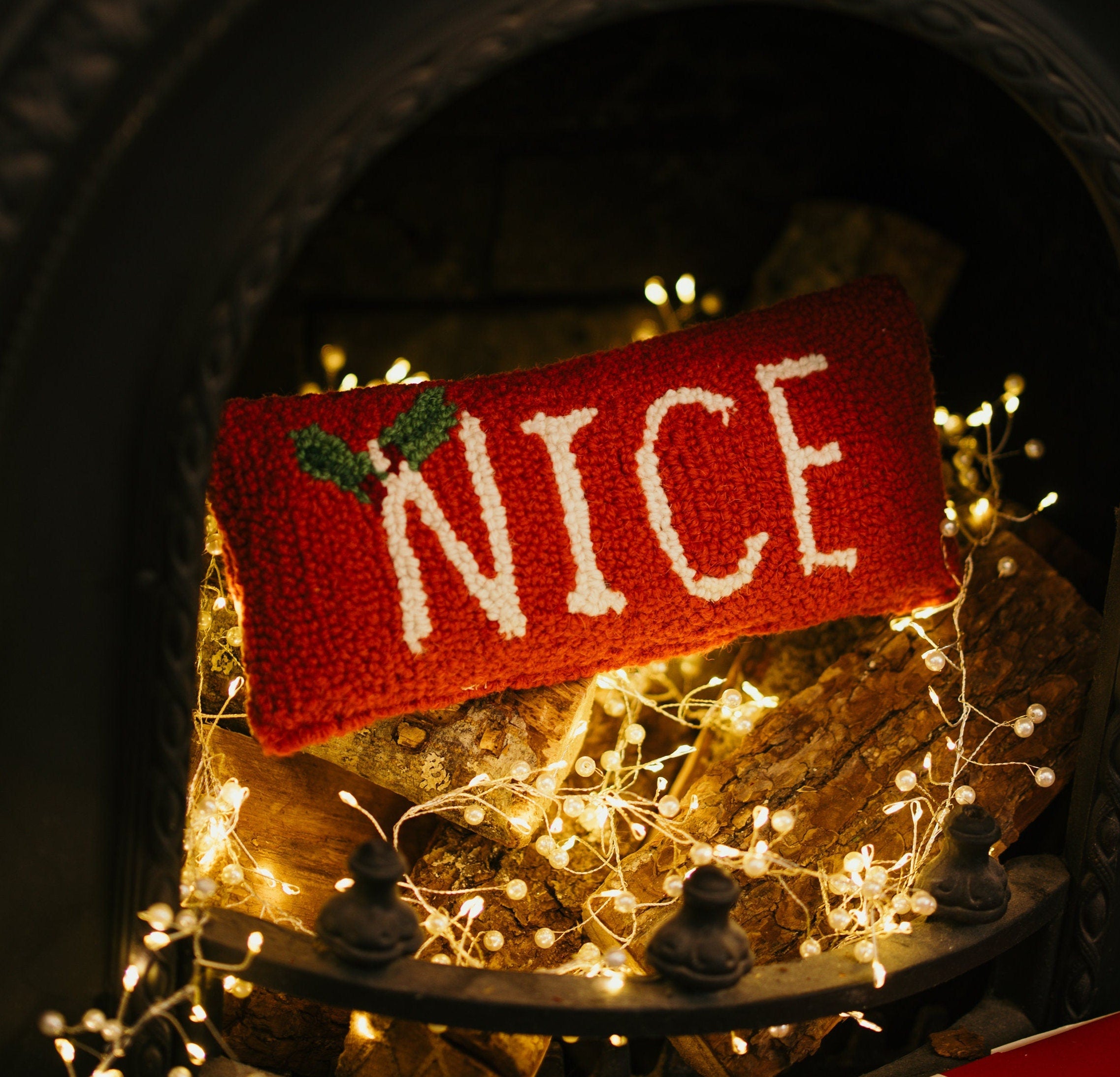 Handmade Naughty / Nice Cushion - Christmas Stocking FIller