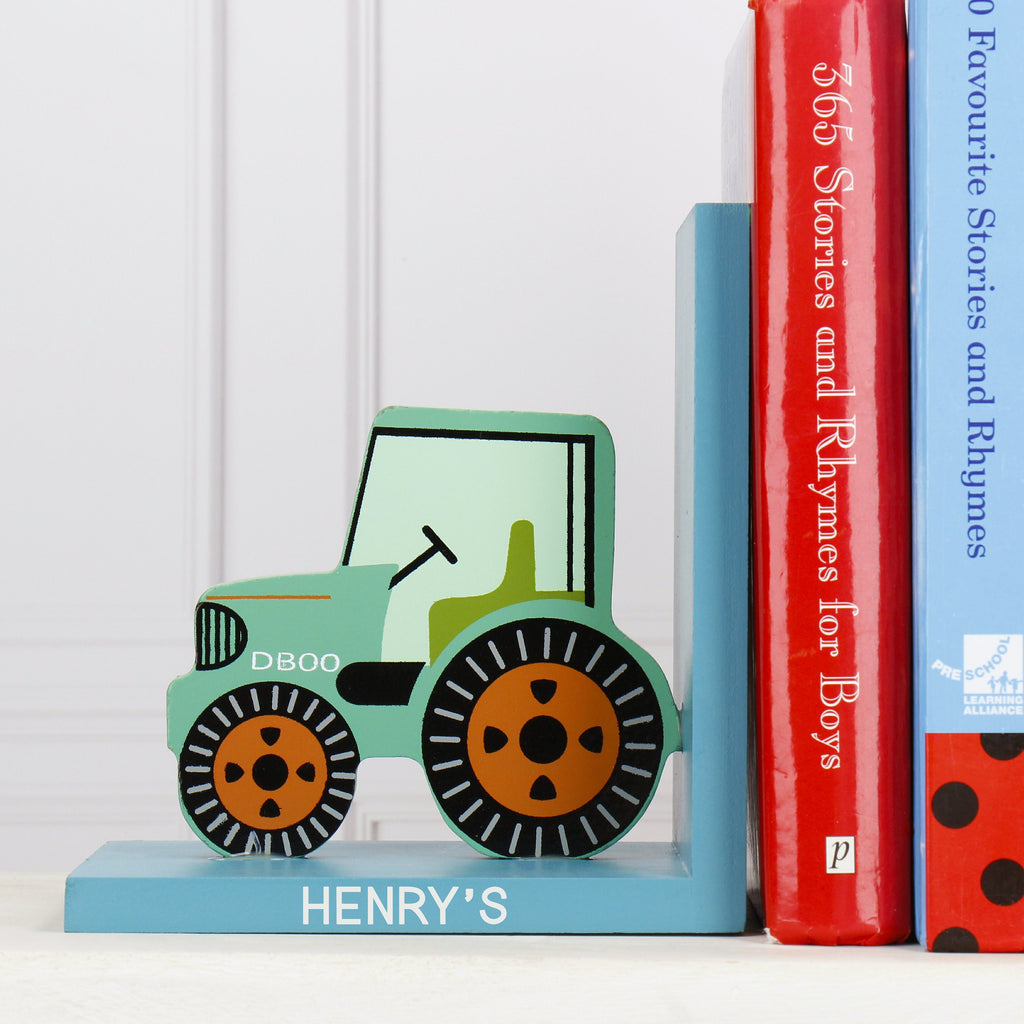 Personalised Red Tractor Children's Bookends