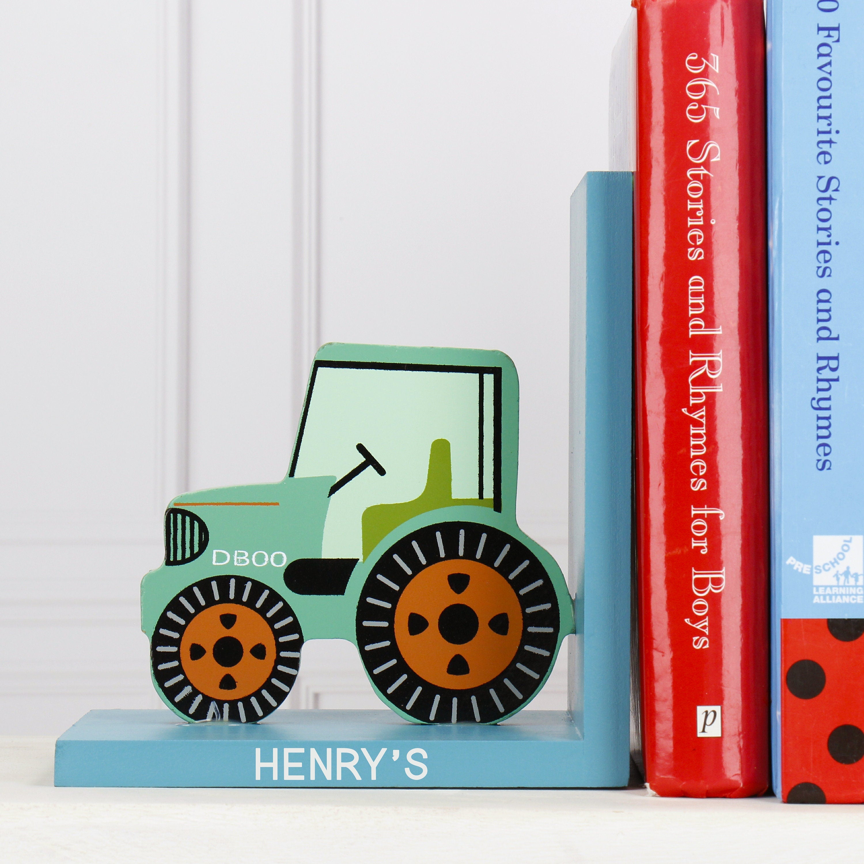 Personalised Red Tractor Children's Bookends