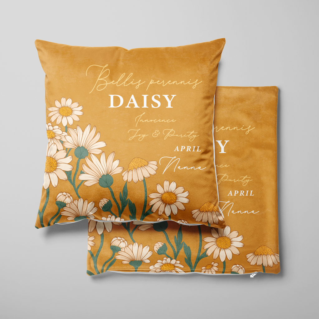 Personalised Birth Flower Cushion - April Daisy Design