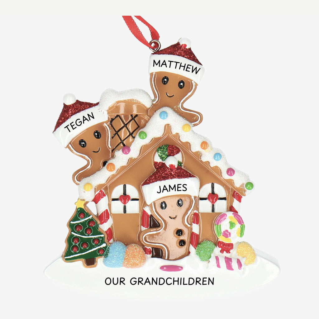 Gingerbread House Christmas Bauble - Personalise with 3 Names | Christmas Decor