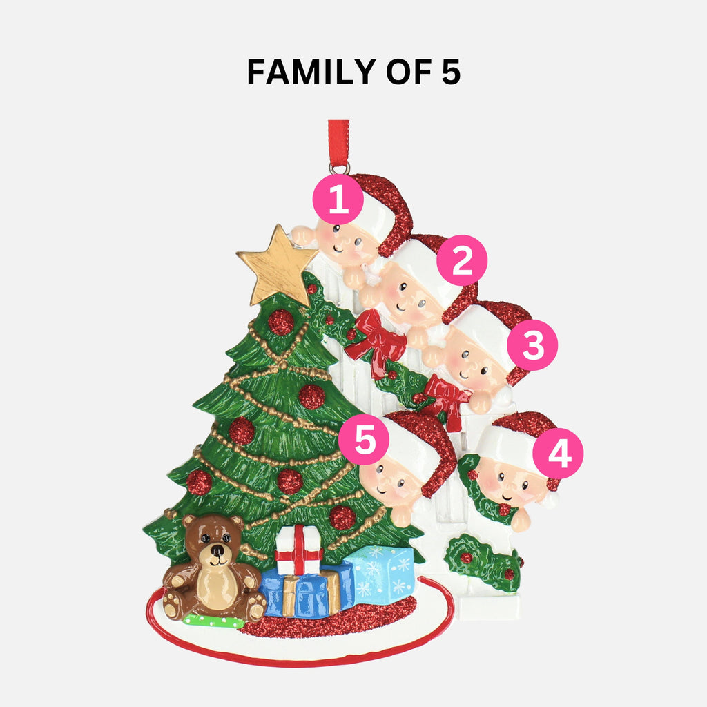 Christmas Tree Bauble - Peeking Family Design | Add Five Names | Christmas Decor