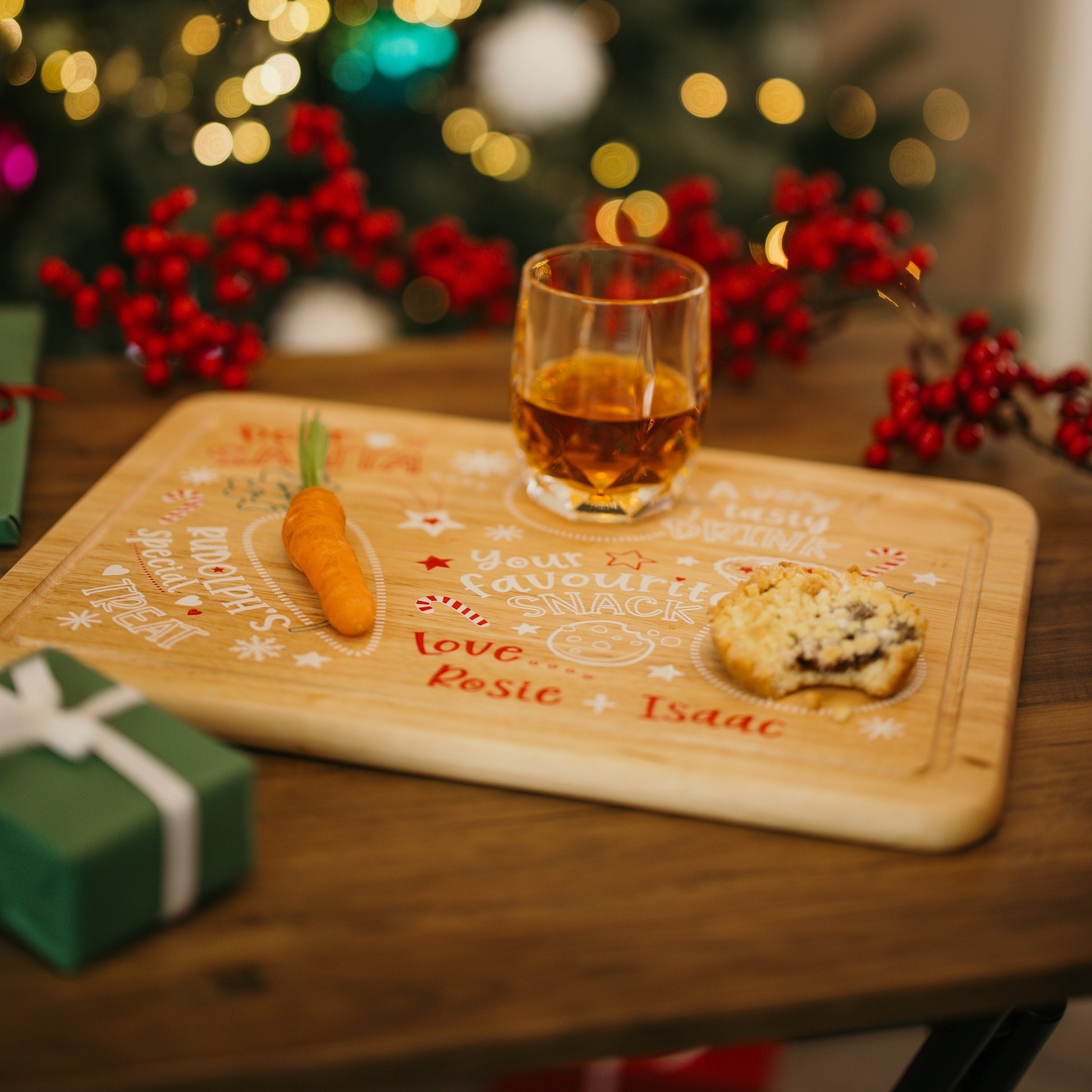 Personalised Christmas Eve Wooden Treat Board for Santa