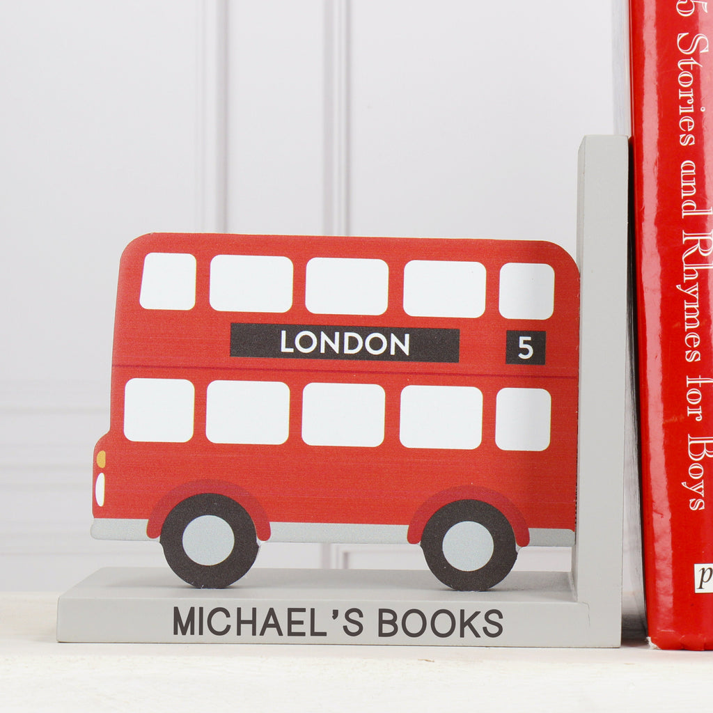 Personalised Red London Bus Children's Bookends