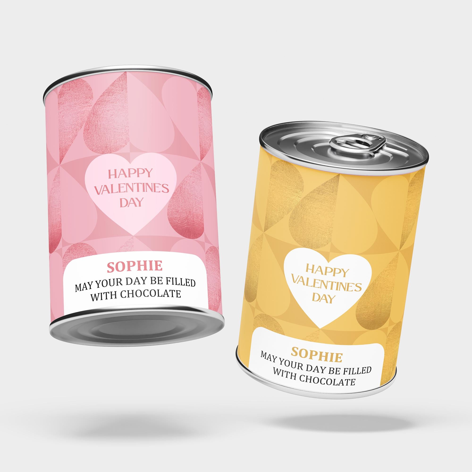 Personalised Chocolate Hearts in a Tin - Gold or Pink