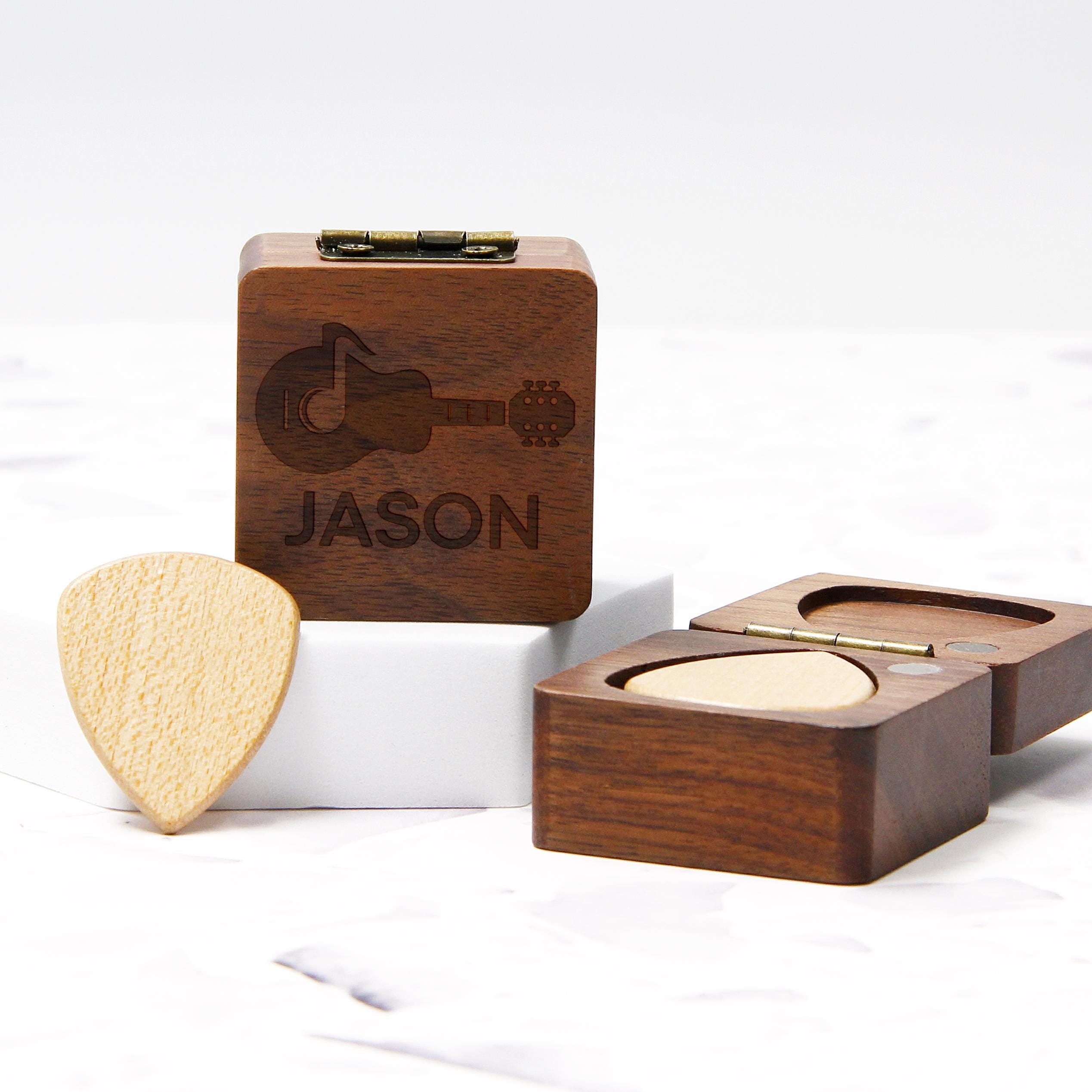 Music Gift - Guitar Pick Holder Box | Custom Wooden Storage Case | Gift for Musician