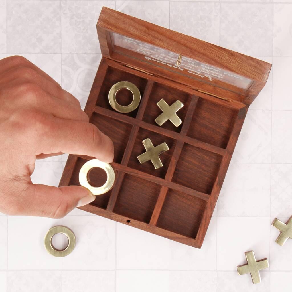 Personalised Luxury Wooden Travel Game - Tic Tac Toe