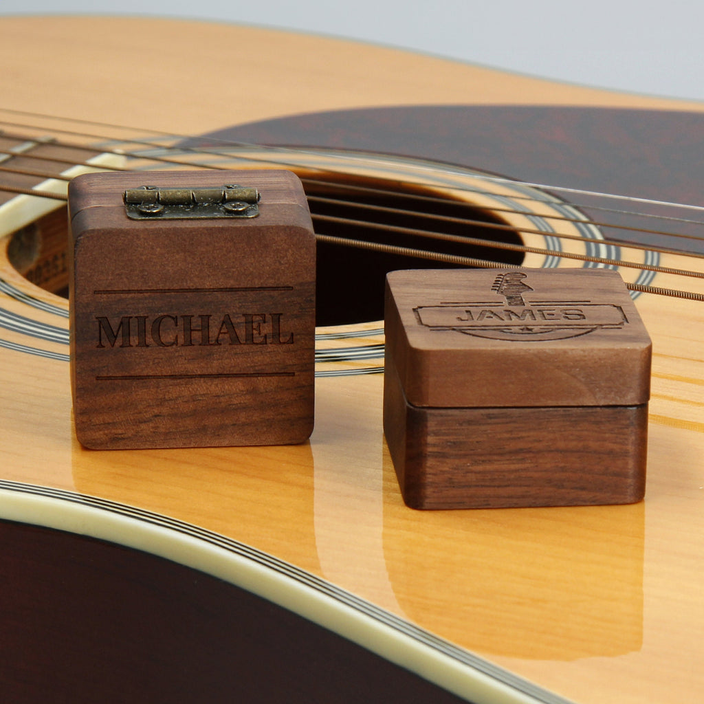 Music Gift - Guitar Pick Holder Box | Custom Wooden Storage Case | Gift for Musician