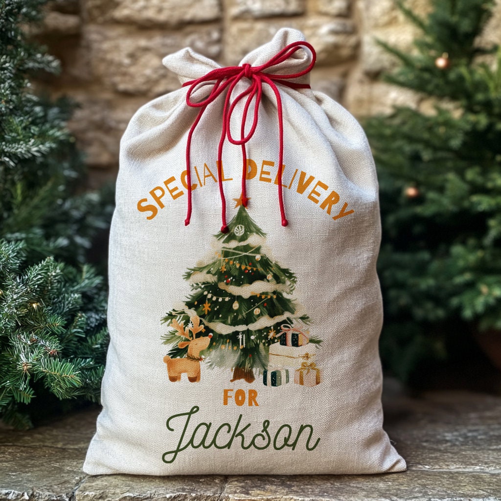 Personalised Christmas Sack - Christmas Tree Design | Christmas Sack for Kids | Small/Large