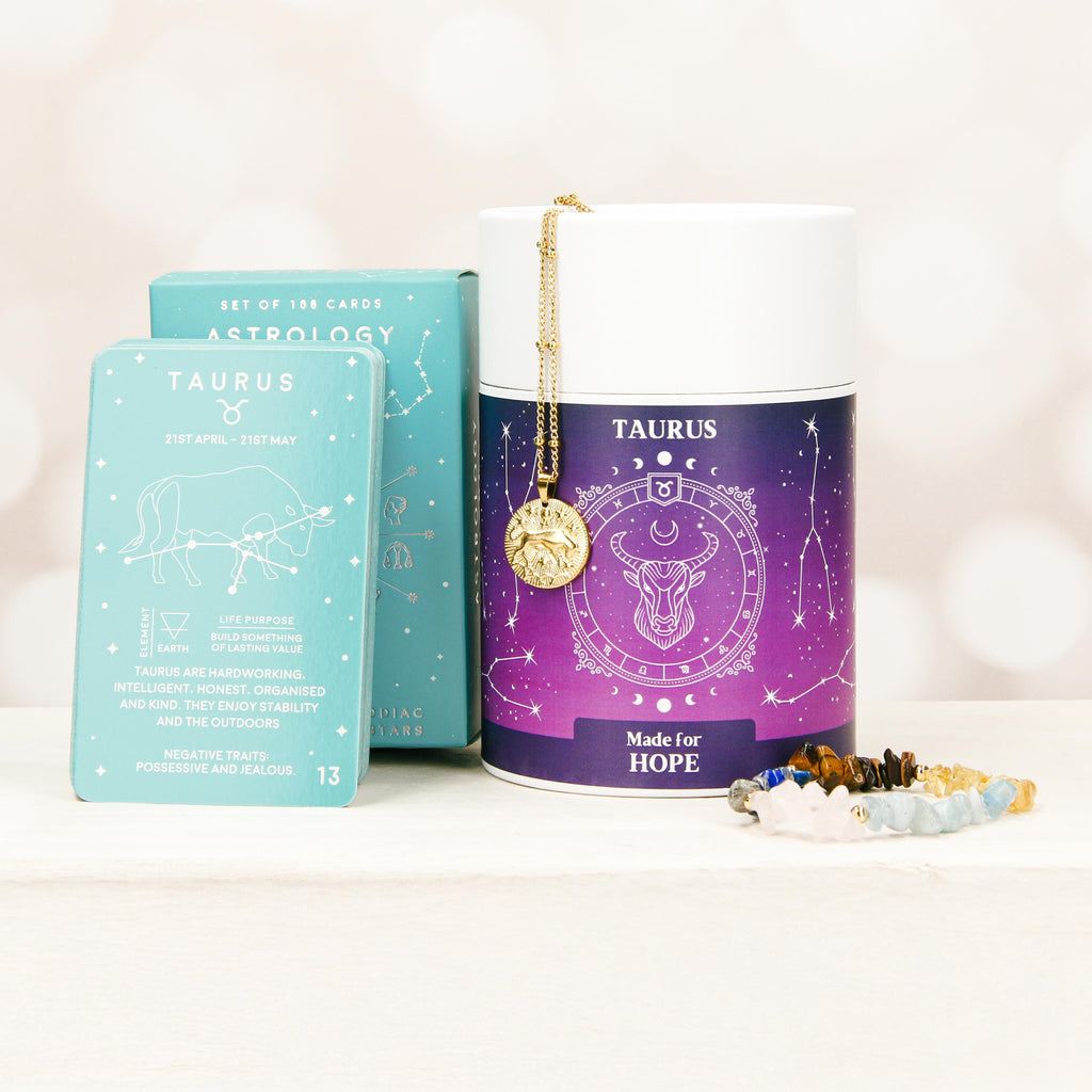 Personalised Taurus Birthday Tin with Necklace and Bracelet