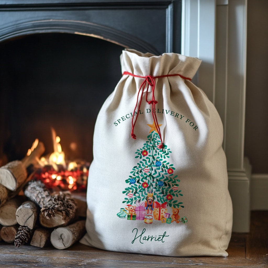 Personalised Christmas Sack - Xmas Tree | Christmas Toy Sack | Christmas Stocking |  Small/Large
