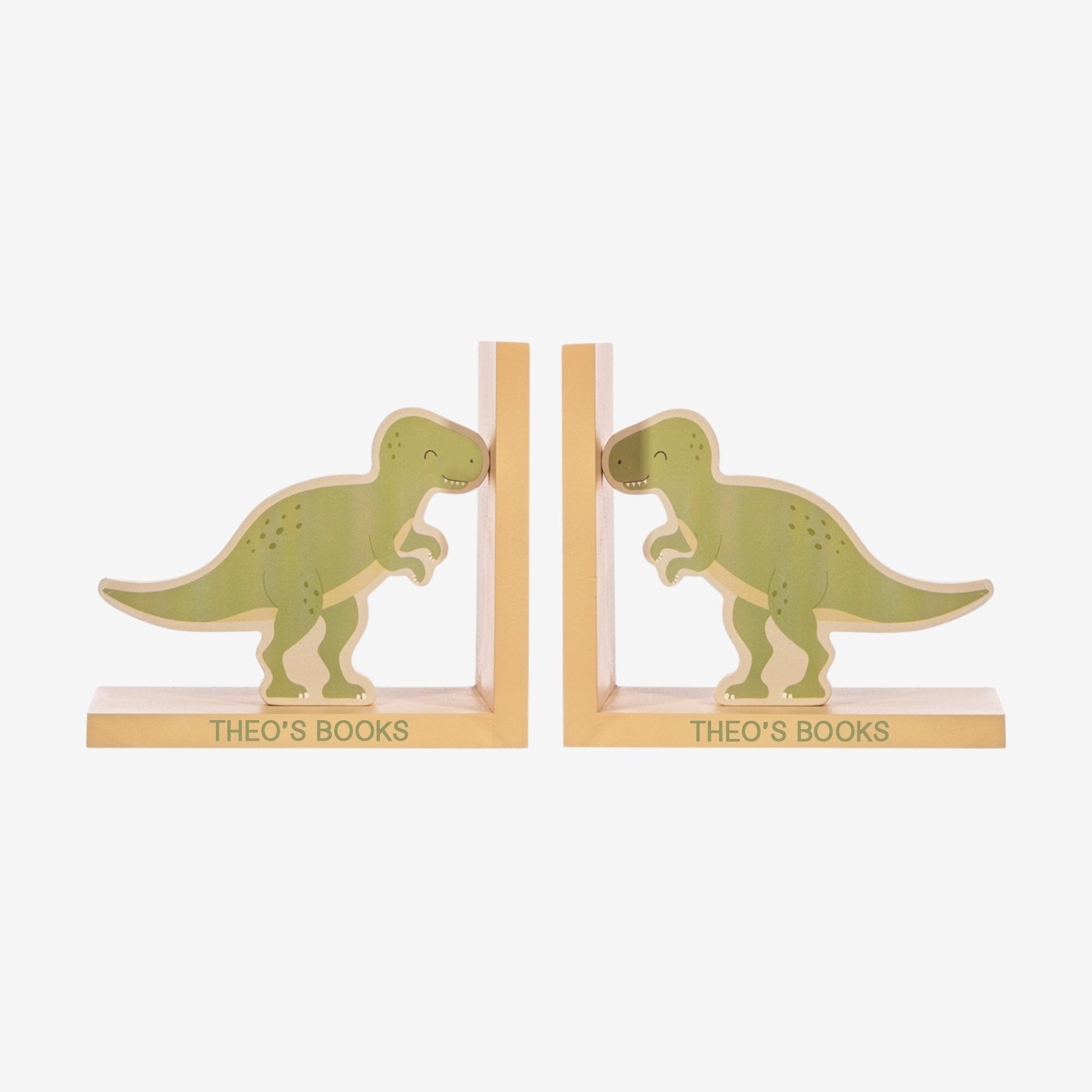 Personalised T-Rex Dinosaur Wooden Bookends - Boys Birthday | First Birthday| Dino Decor