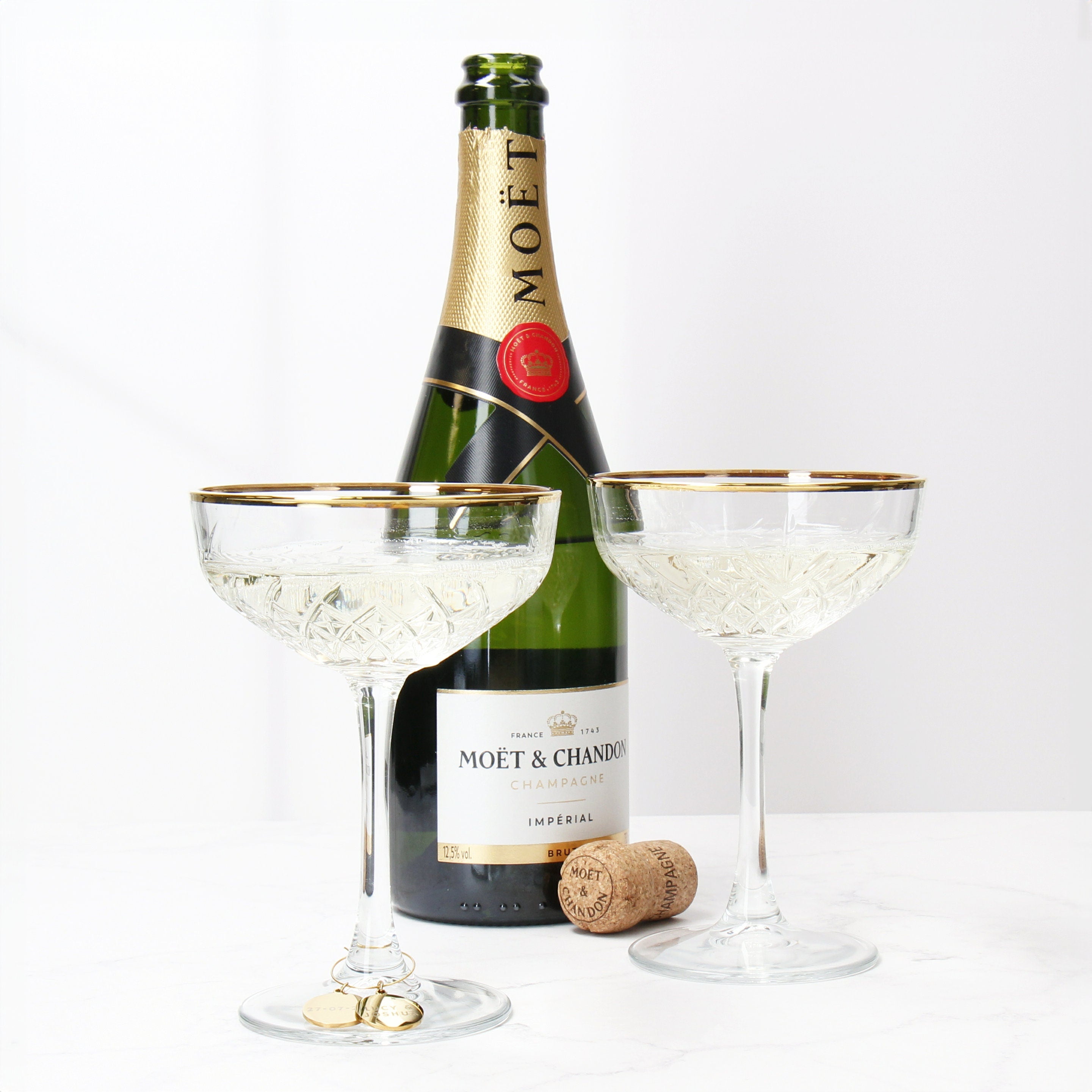 Personalised Gold Champagne Glasses - Set of Two | Couple Glasses for Cocktails | Wedding Glasses